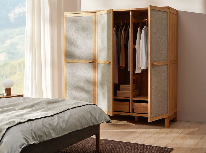 Kleiderschrank Kurami mit Stofffüllung