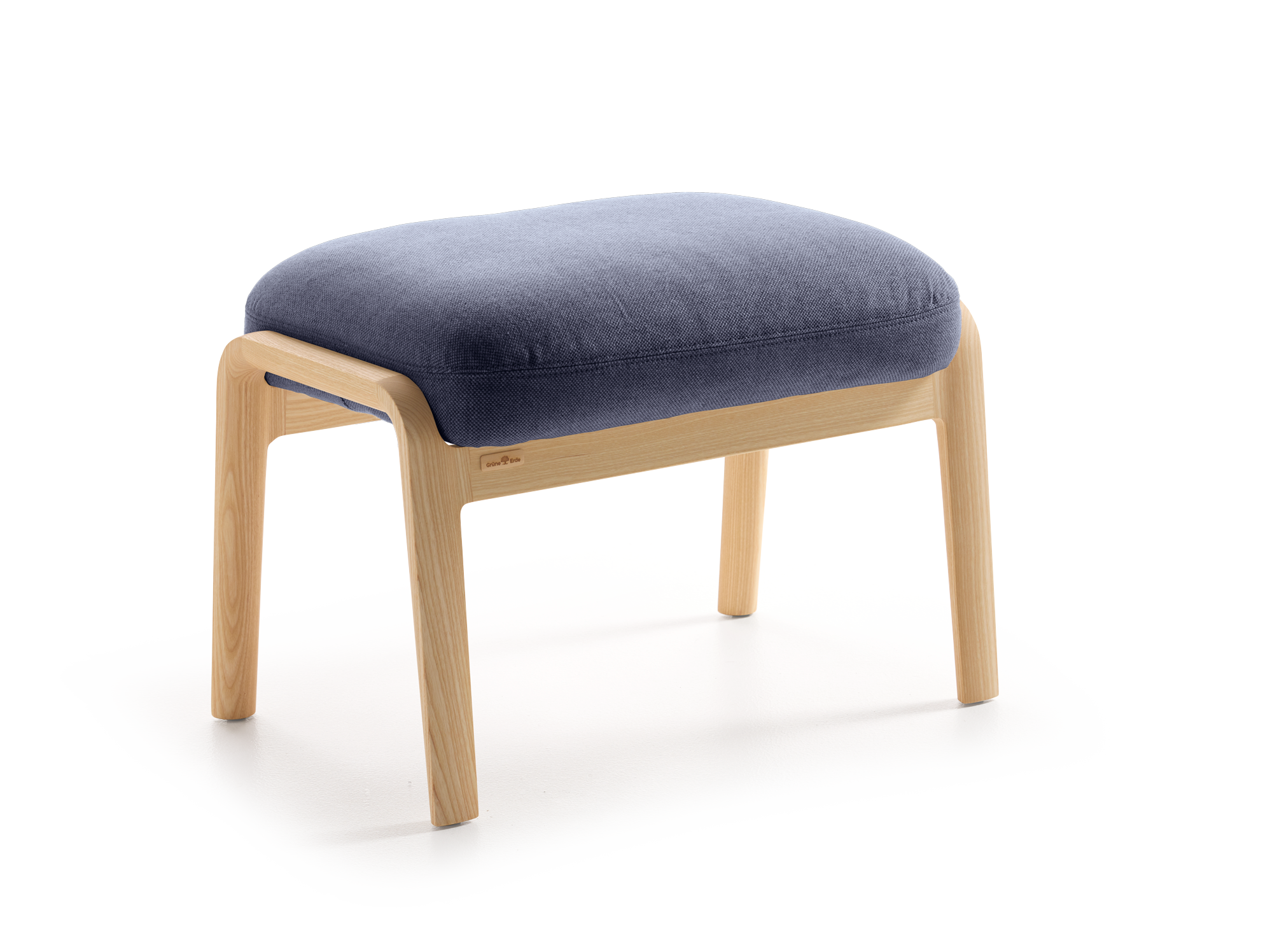 Hocker Ketil, Wollstoff Elverum Torfblau (82), Esche