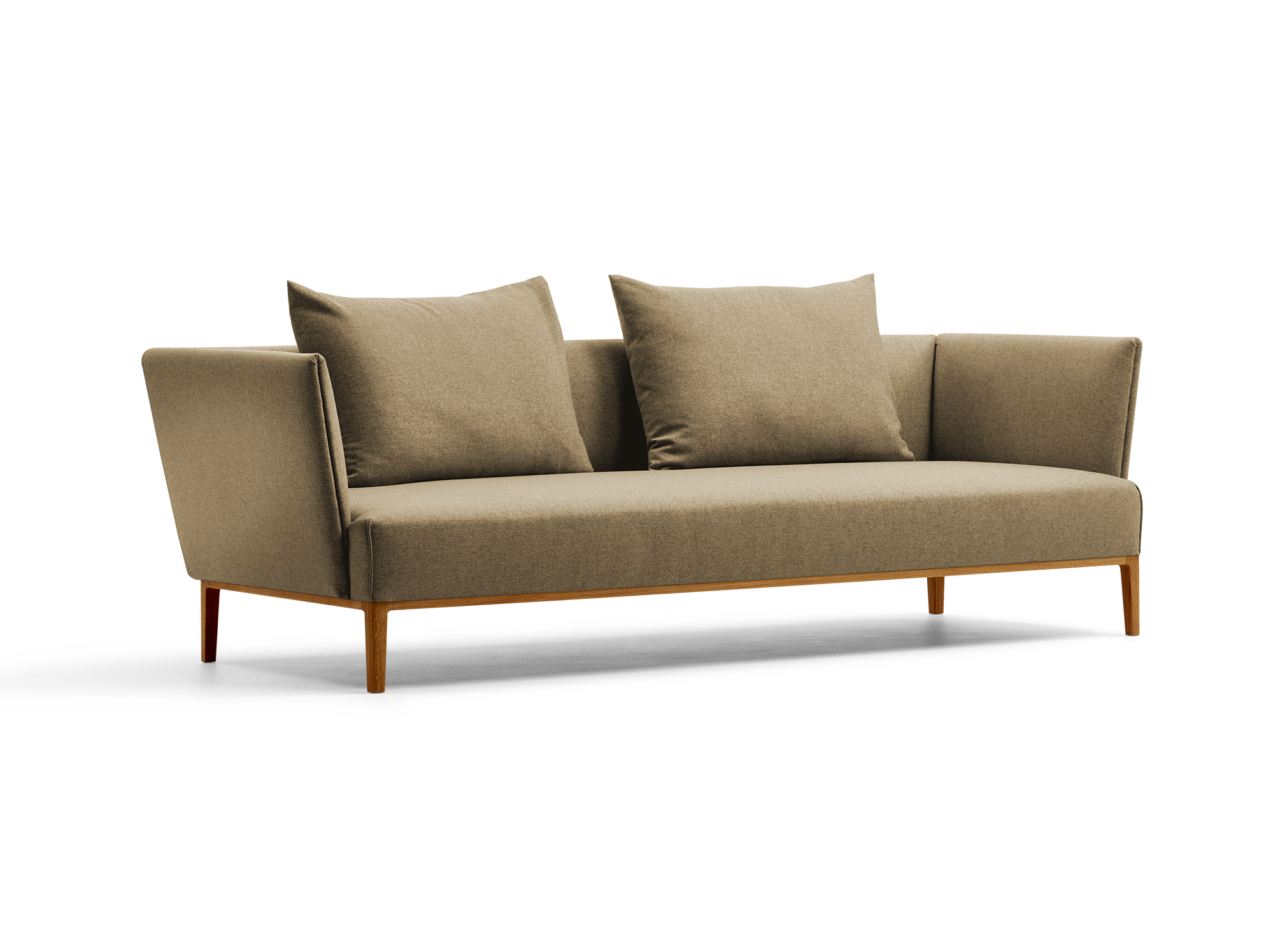 Lorea 3er-Sofa, Eiche, mit Bezug Wollstoff Stavang Haselnuss