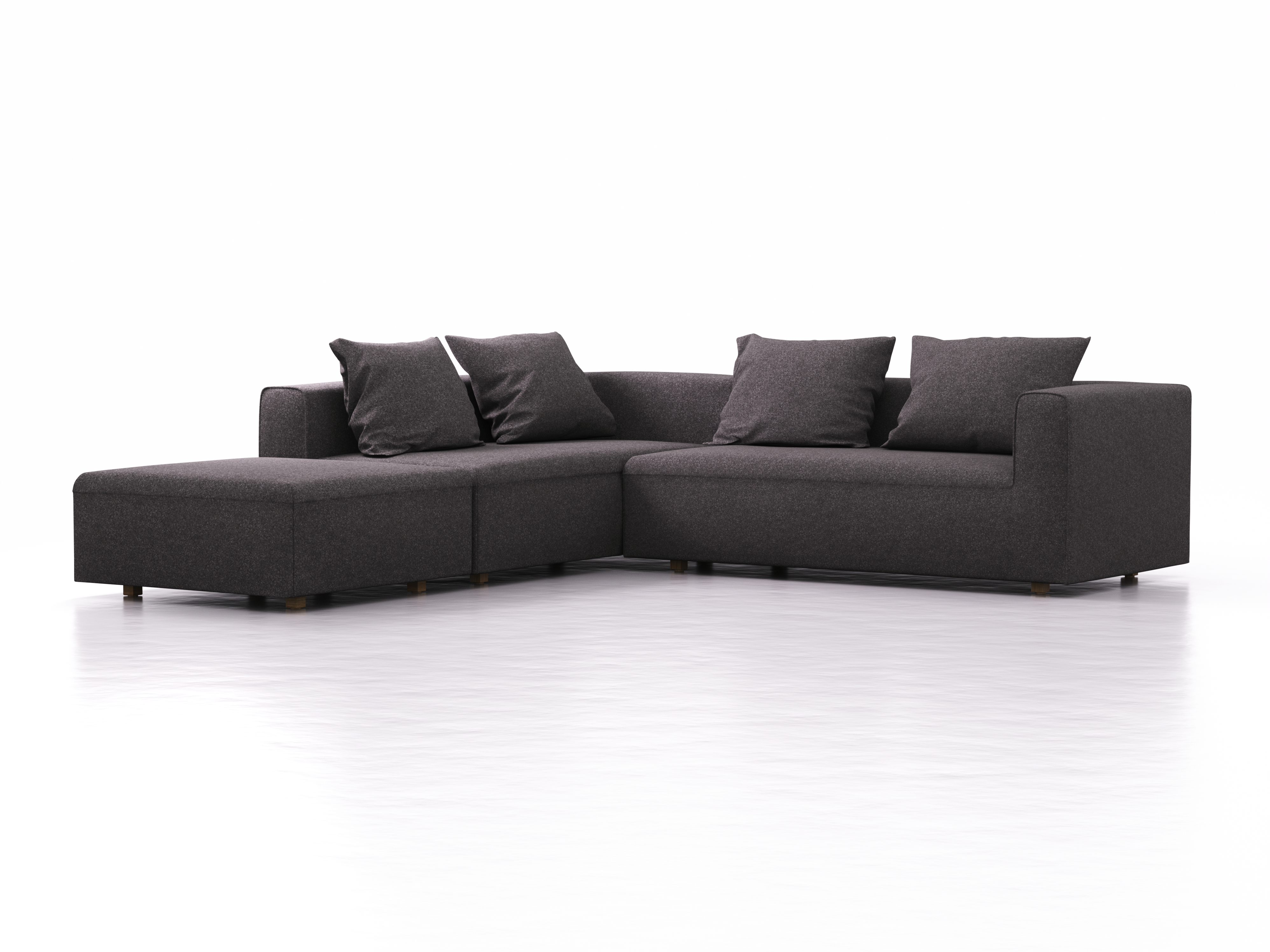 Ecksofa Sereno, bodennah, B276xT276xH71 cm, Sitzhöhe 43 cm, mit Liegeteil links inkl. 4 Kissen (70x55 cm), Eiche, Wollstoff Stavang Stein