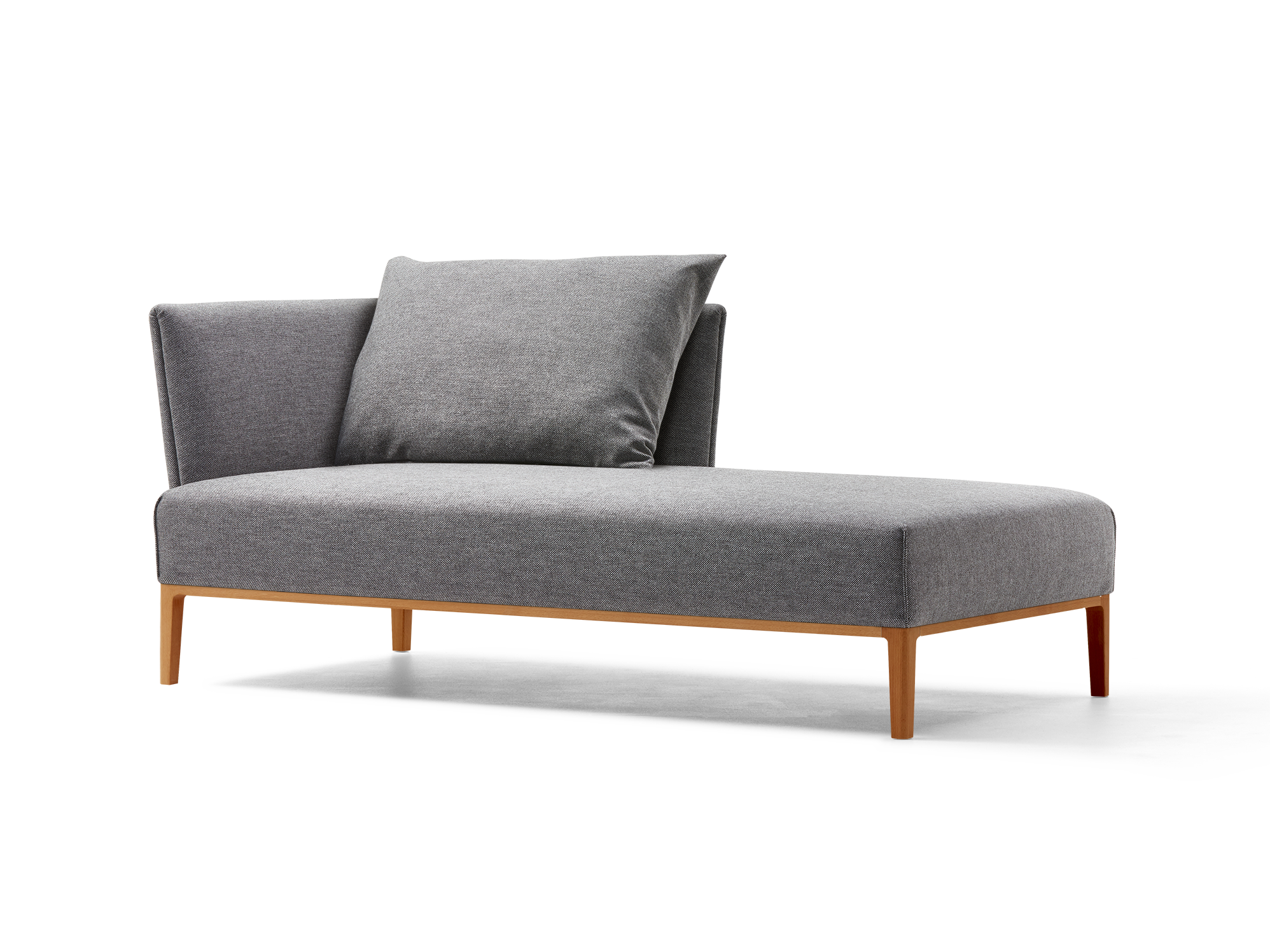 Lorea Tagesliege Armlehne links, Buche, mit Bezug Wollstoff Elverum Mocca