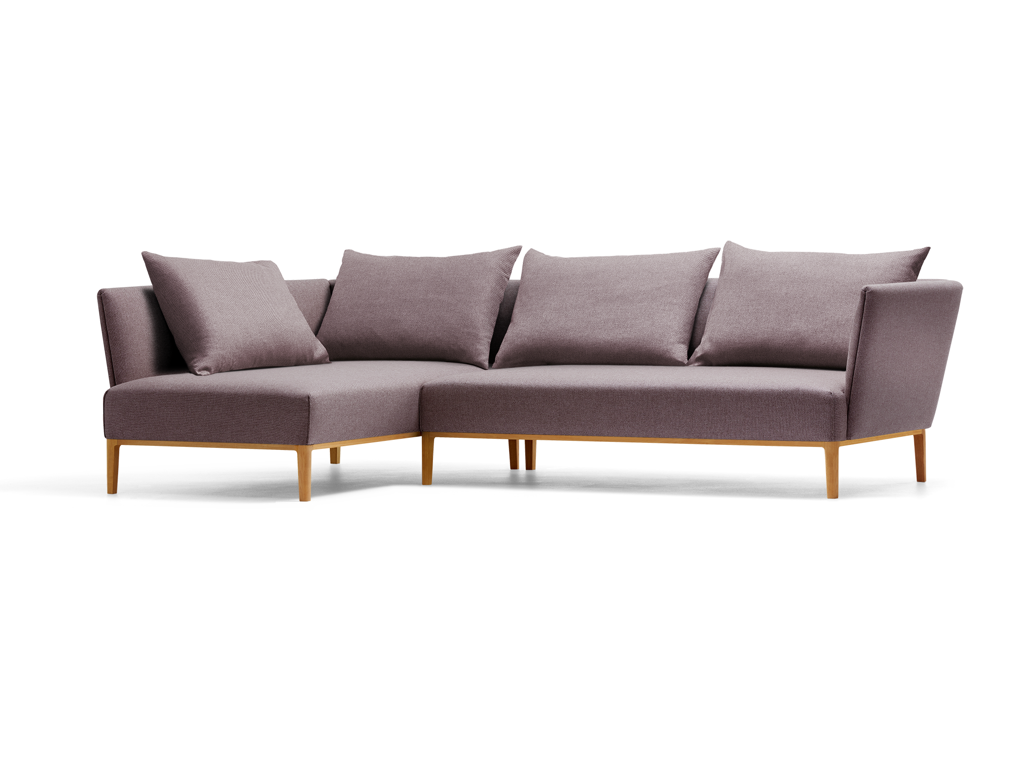 Lorea Ecksofa, Buche, mit Bezug Wollstoff Elverum Pflaume