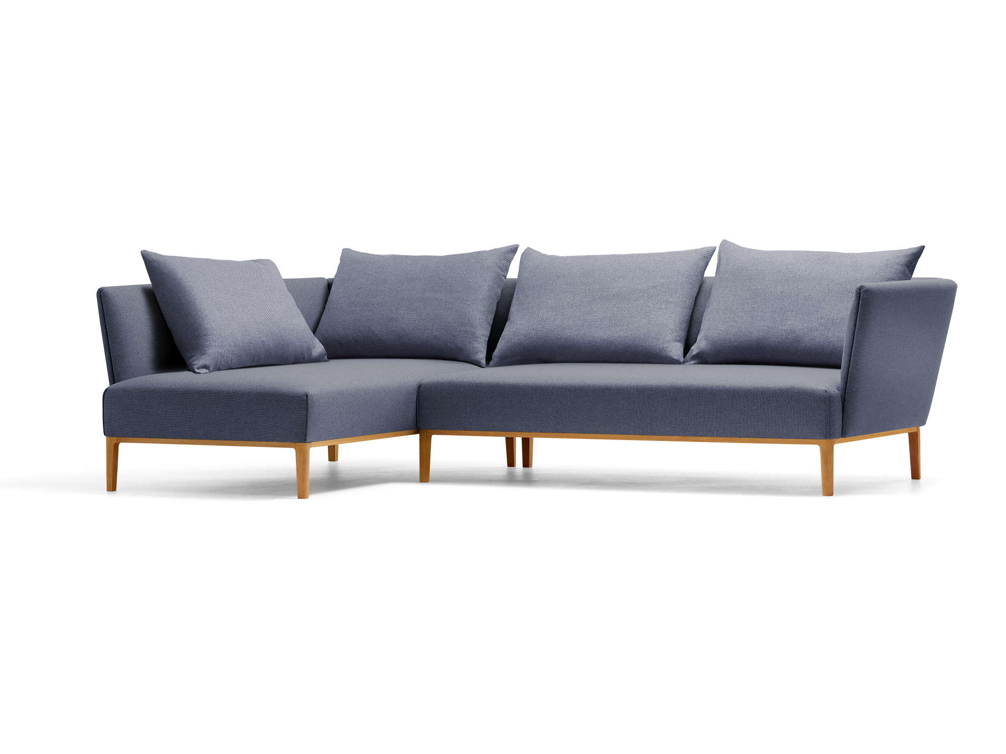 Lorea Ecksofa, Buche, mit Bezug Wollstoff Elverum Ozean