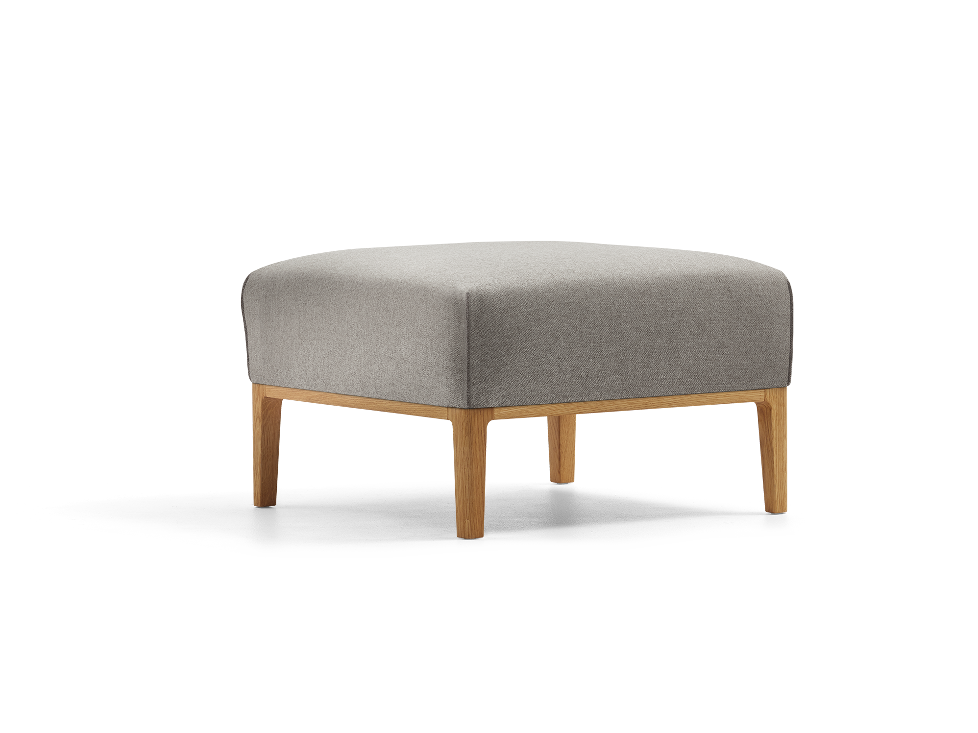 Hocker Lorea, Eiche, mit Bezug Wollstoff Sletta Kiesel