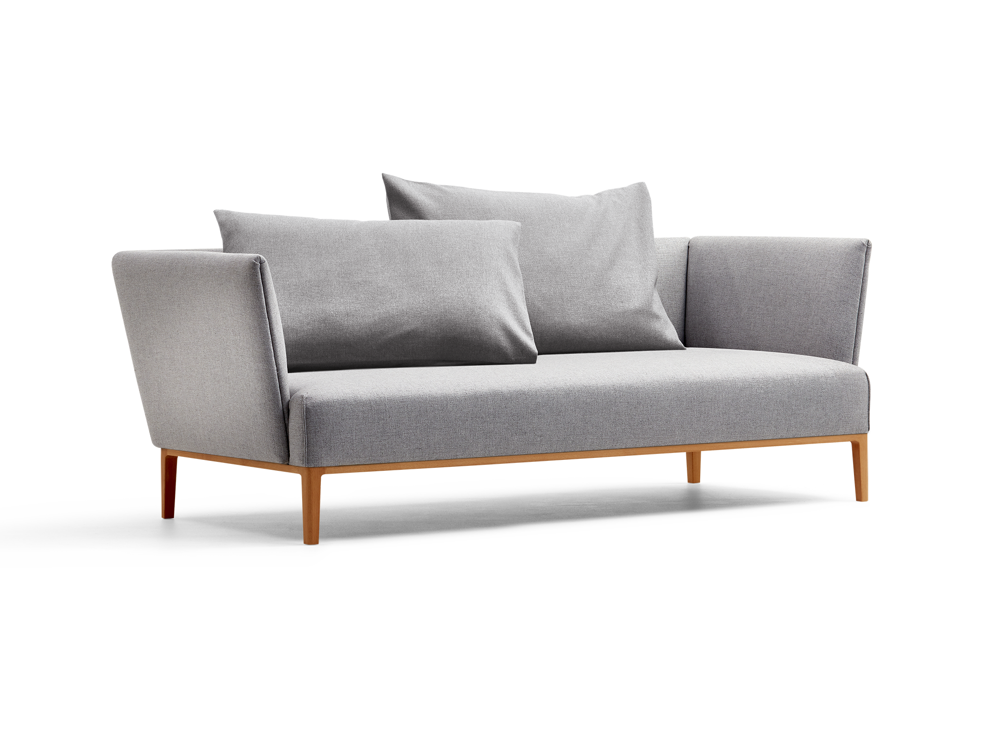Lorea 2er-Sofa, Buche, mit Bezug Wollstoff Kaland Kiesel