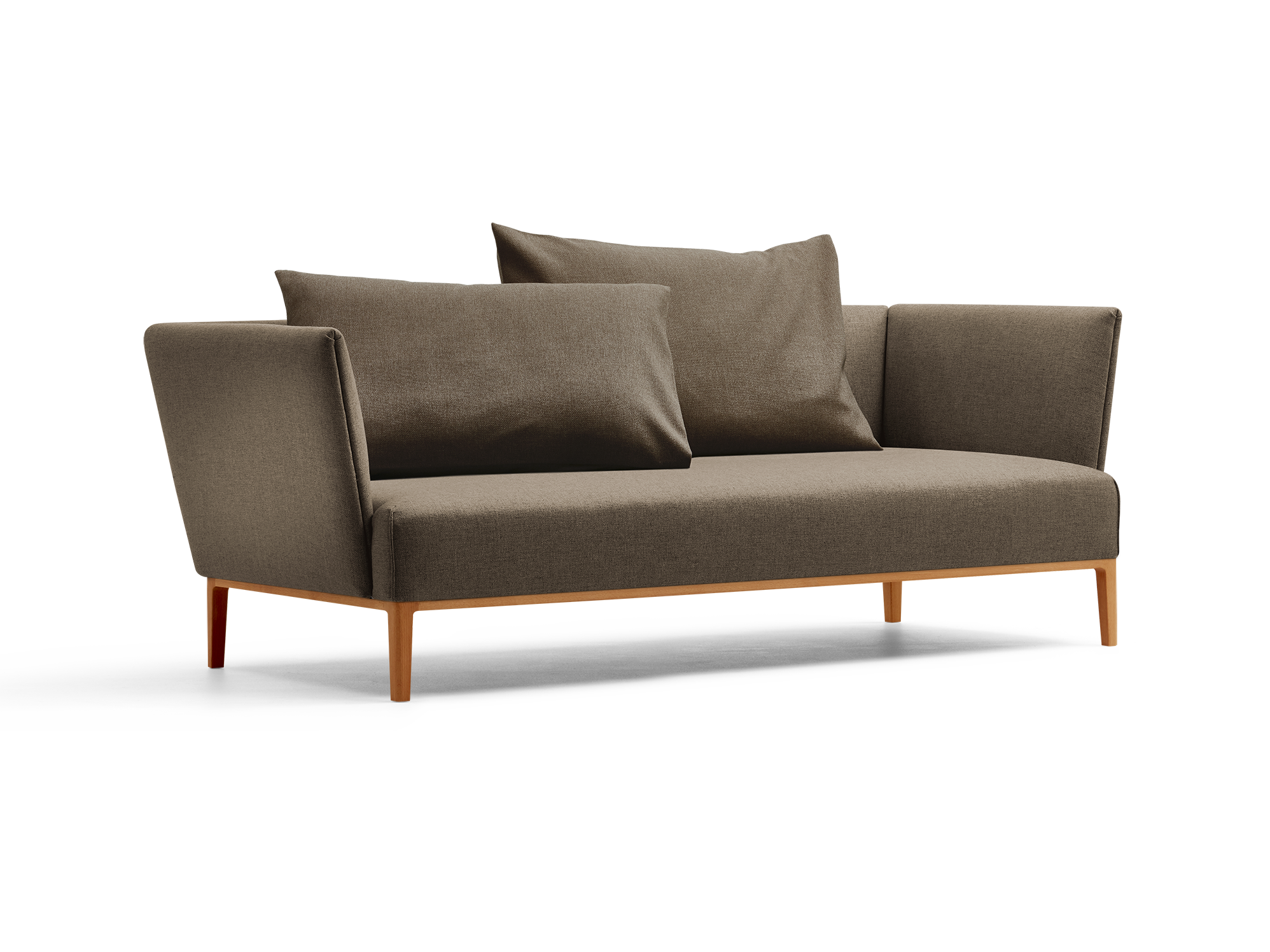 Lorea 2er-Sofa, Buche, mit Bezug Wollstoff Kaland Torf