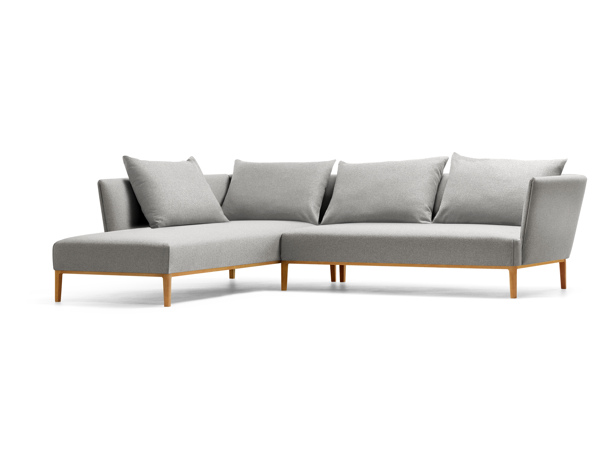 Lorea Ecksofa, Buche, mit Bezug Wollstoff Stavang Kiesel