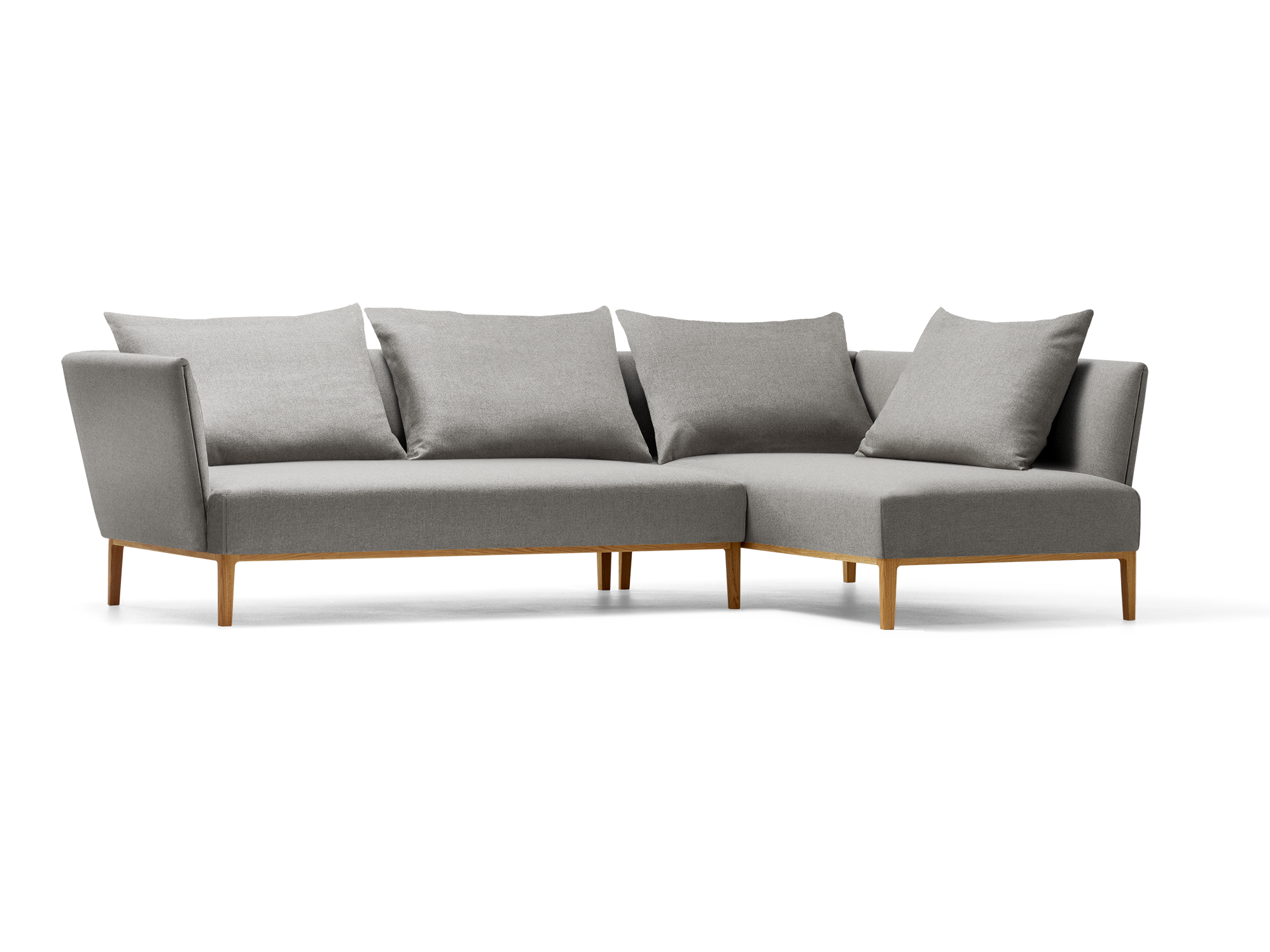 Lorea Ecksofa, Eiche, mit Bezug Wollstoff Sletta Kiesel