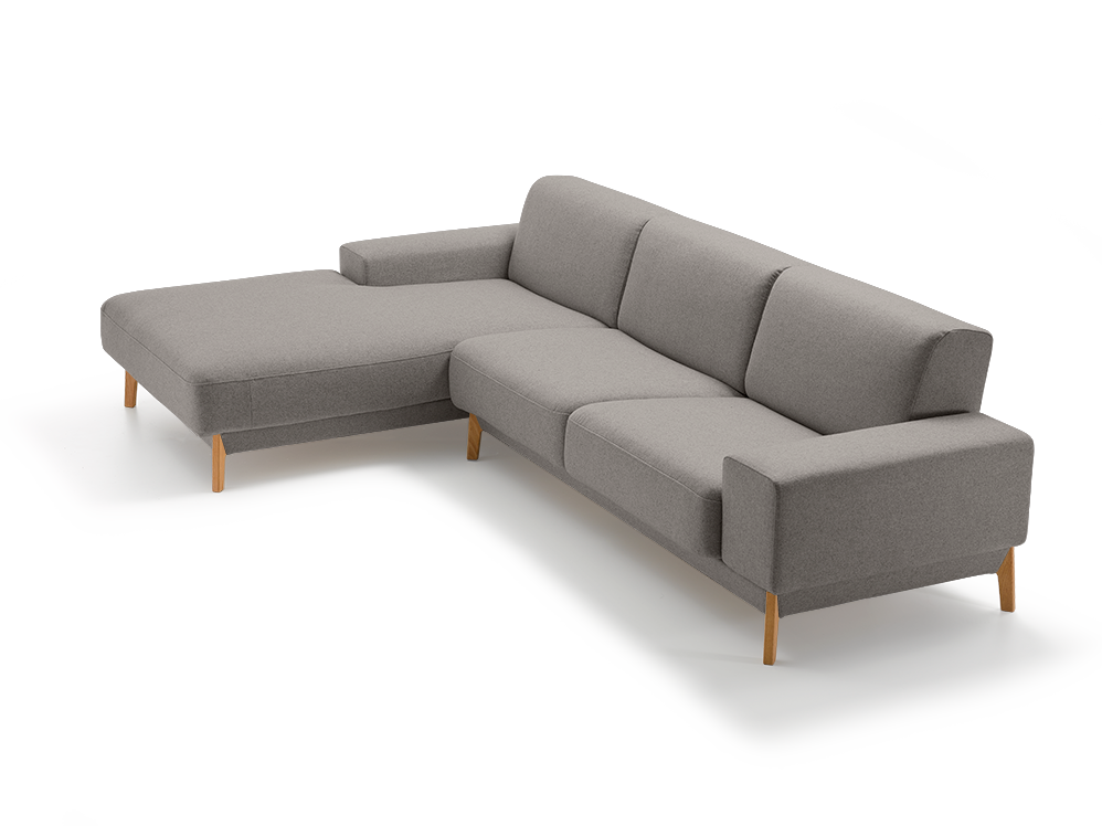Lounge-Sofa Alani Liegeteil inkl. fixer Armlehne links, Buche, mit Bezug Leinenstoff Lino Schiefer Lounge-Sofa Alani Liegeteil inkl. fixer Armlehne links, Buche, mit Bezug Leinenstoff Lino Schiefer