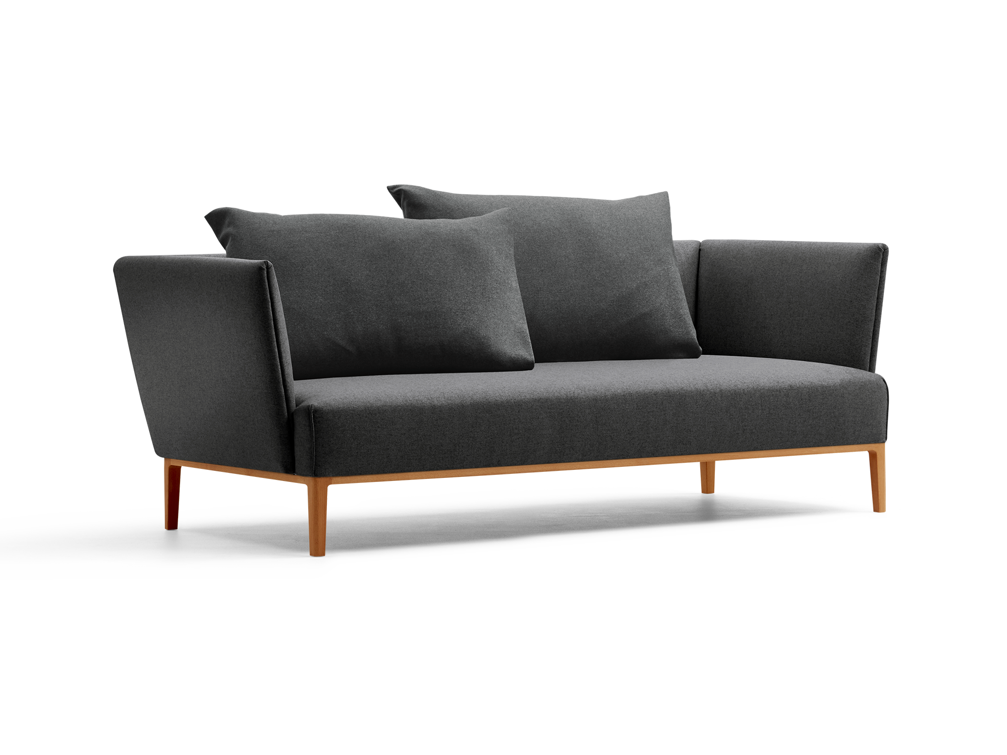 Lorea 2er-Sofa, Buche, mit Bezug Wollstoff Stavang Schiefer