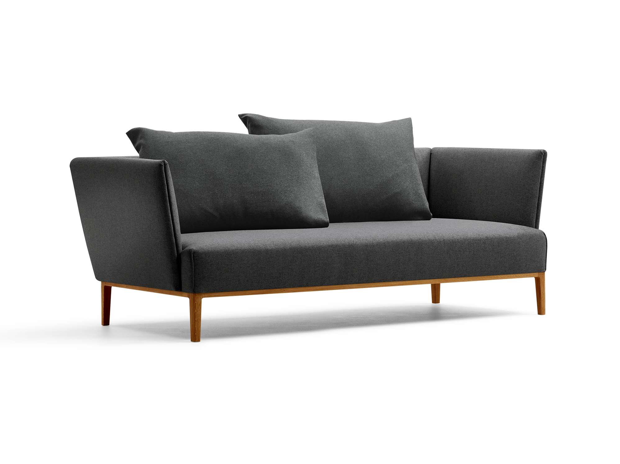 Lorea 2er-Sofa, Eiche, mit Bezug Wollstoff Stavang Schiefer