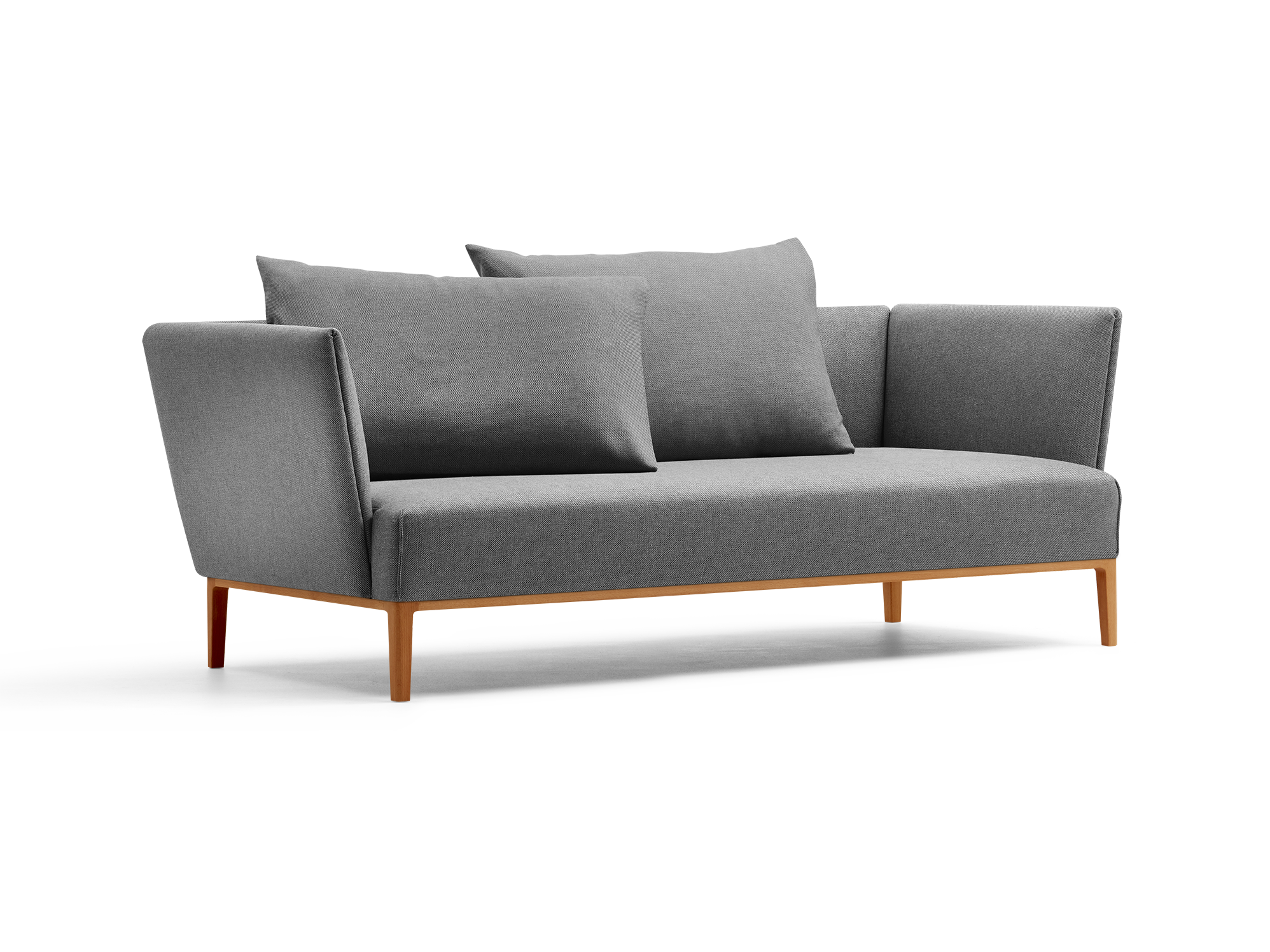Lorea 2er-Sofa, Buche, mit Bezug Wollstoff Elverum Mocca