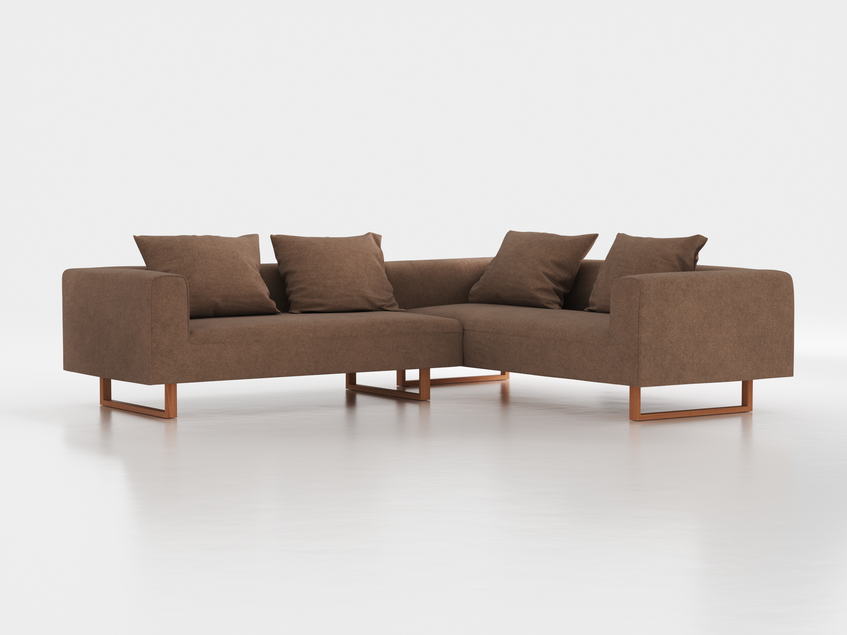 Ecksofa Sereno inkl. 4 Kissen (70x55 cm), Eckteil rechts, B 276 x T 235 cm, Kufenfuß, mit Bezug Wollstoff Stavang Haselnuss (65), Buche