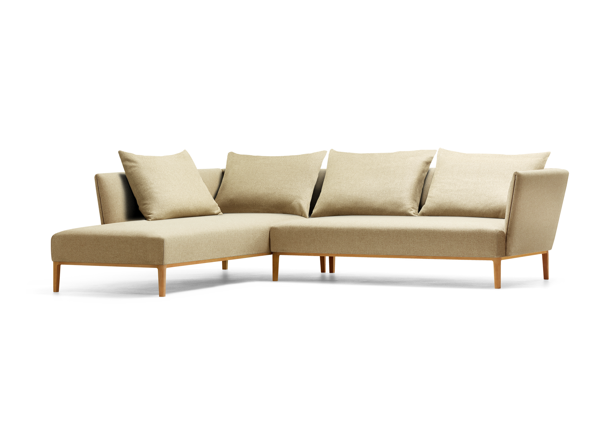 Lorea Ecksofa, Buche, mit Bezug Wollstoff Sletta Haselnuss