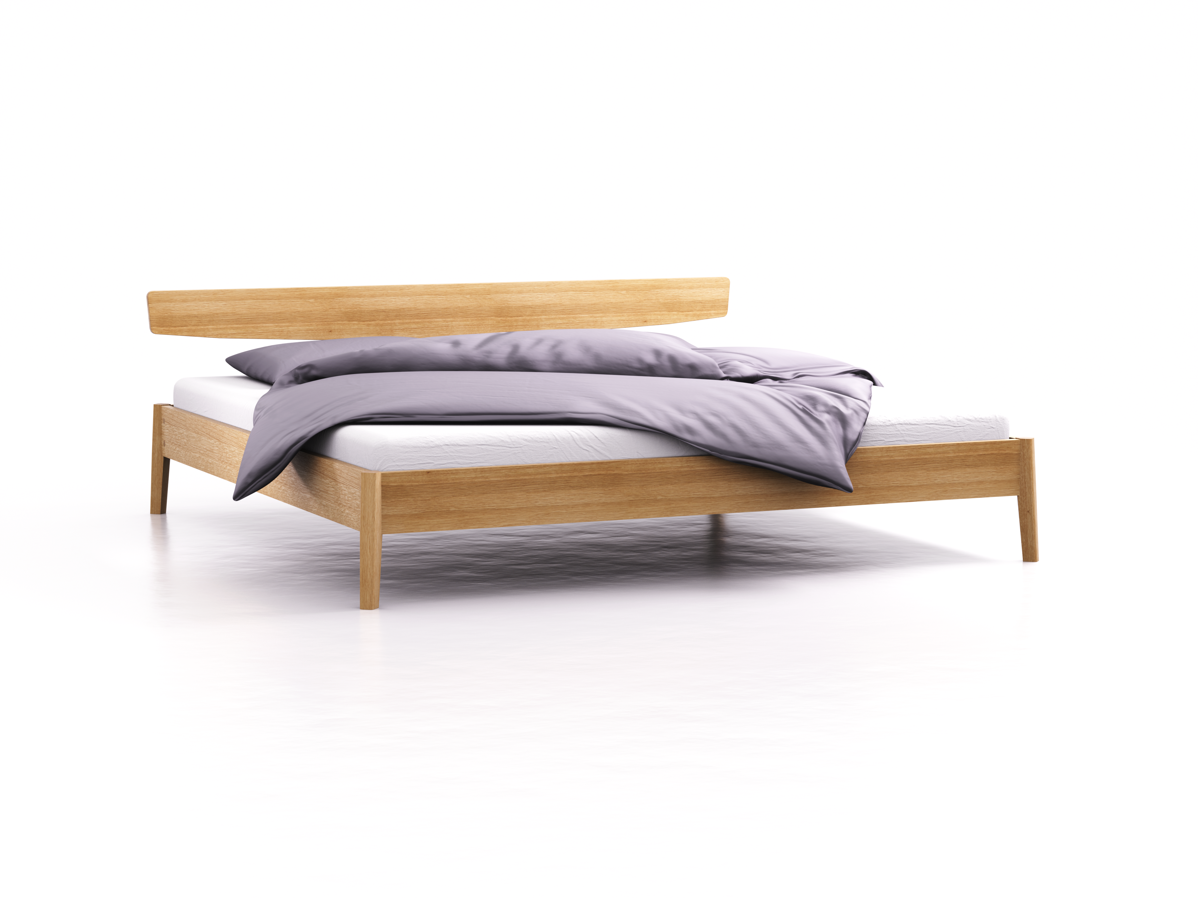 Bett Arne mit Kopfhaupt, 200 x 200 cm, Eiche | Grüne Erde