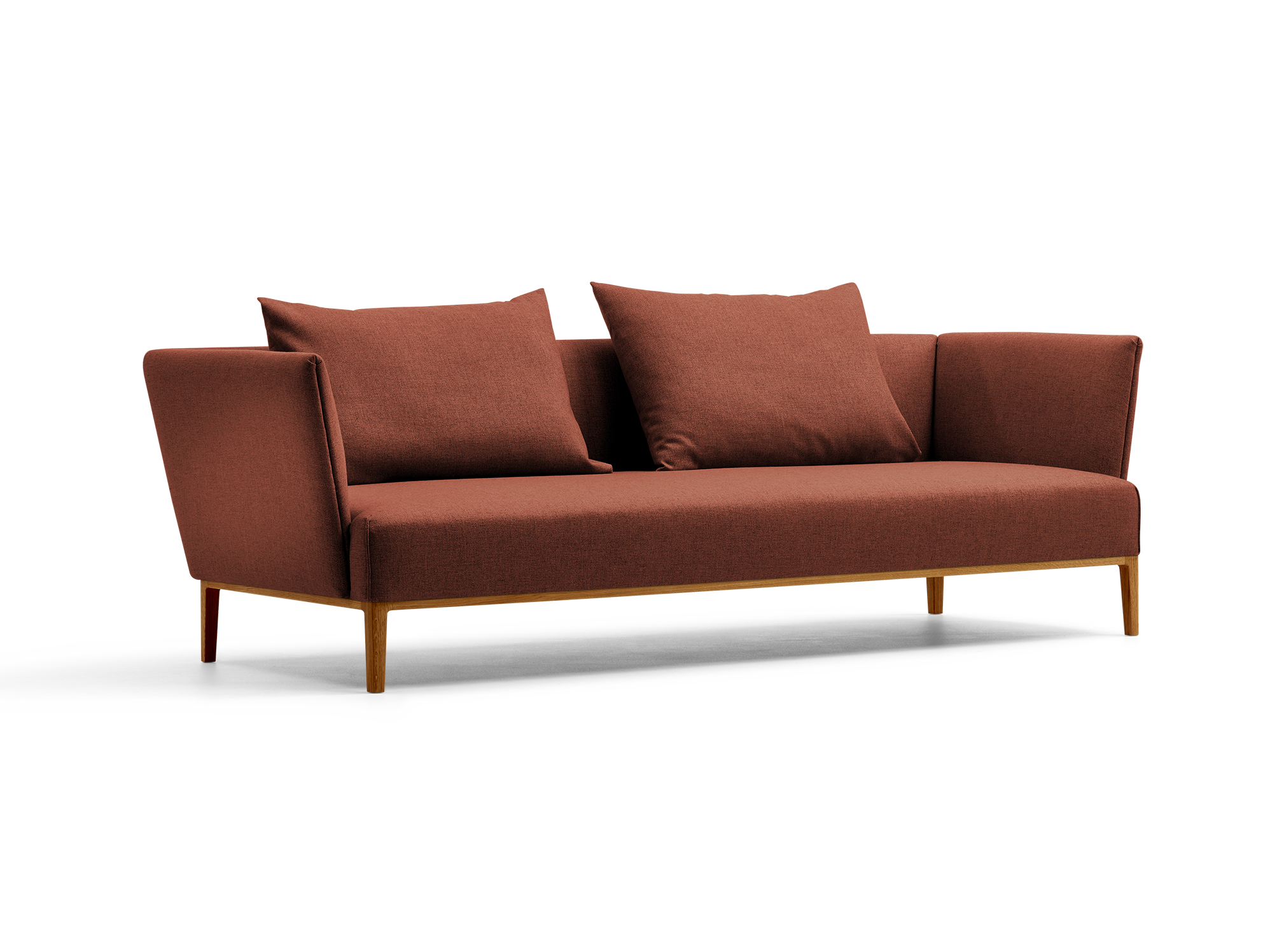 Lorea 3er-Sofa, Eiche, mit Bezug Wollstoff Kaland Ziegel