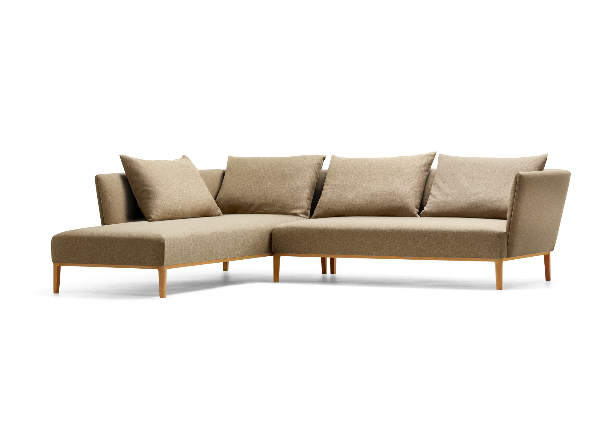 Lorea Ecksofa, Buche, mit Bezug Wollstoff Kaland Haselnuss