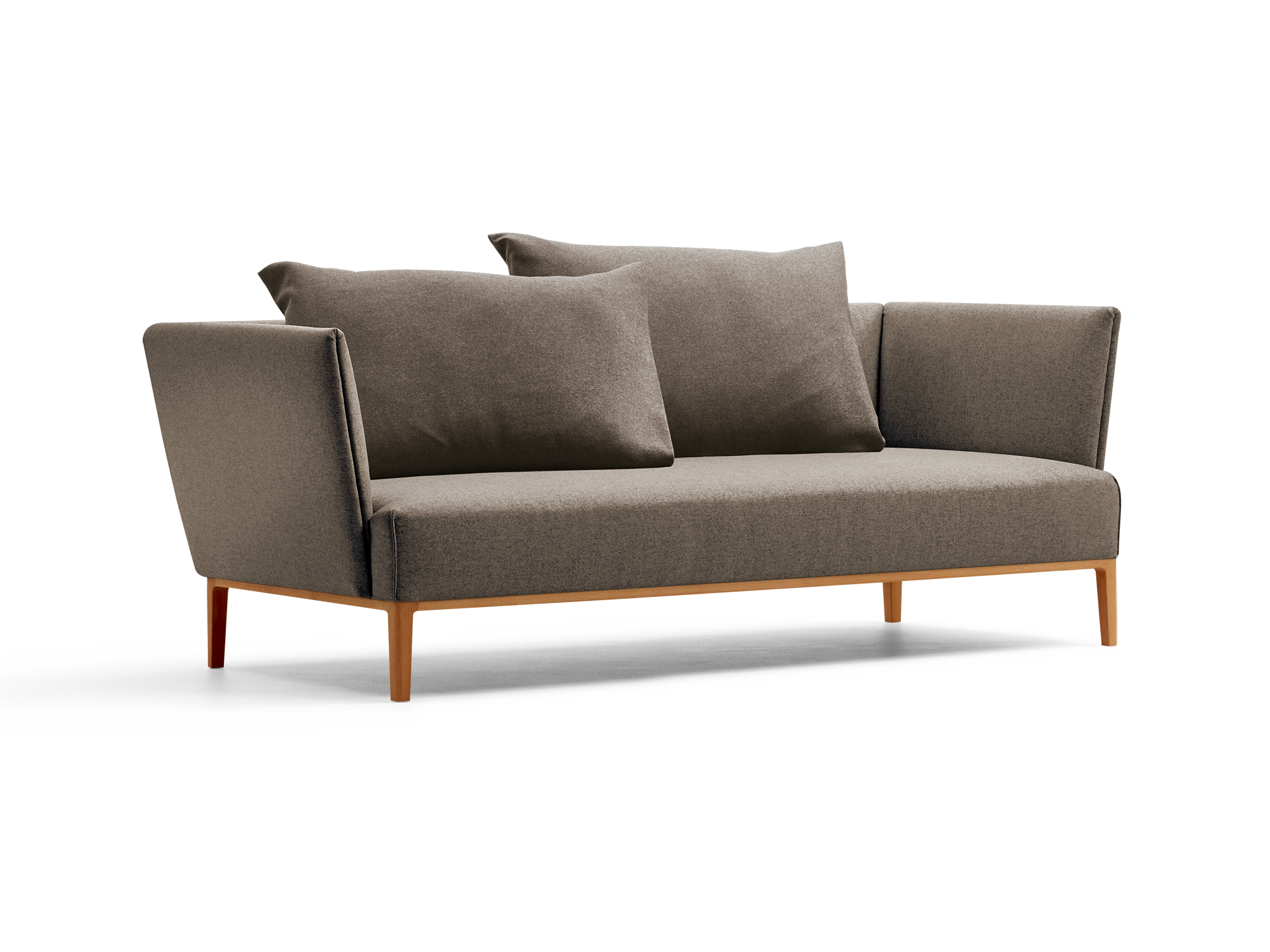 Lorea 2er-Sofa, Buche, mit Bezug Wollstoff Stavang Torf