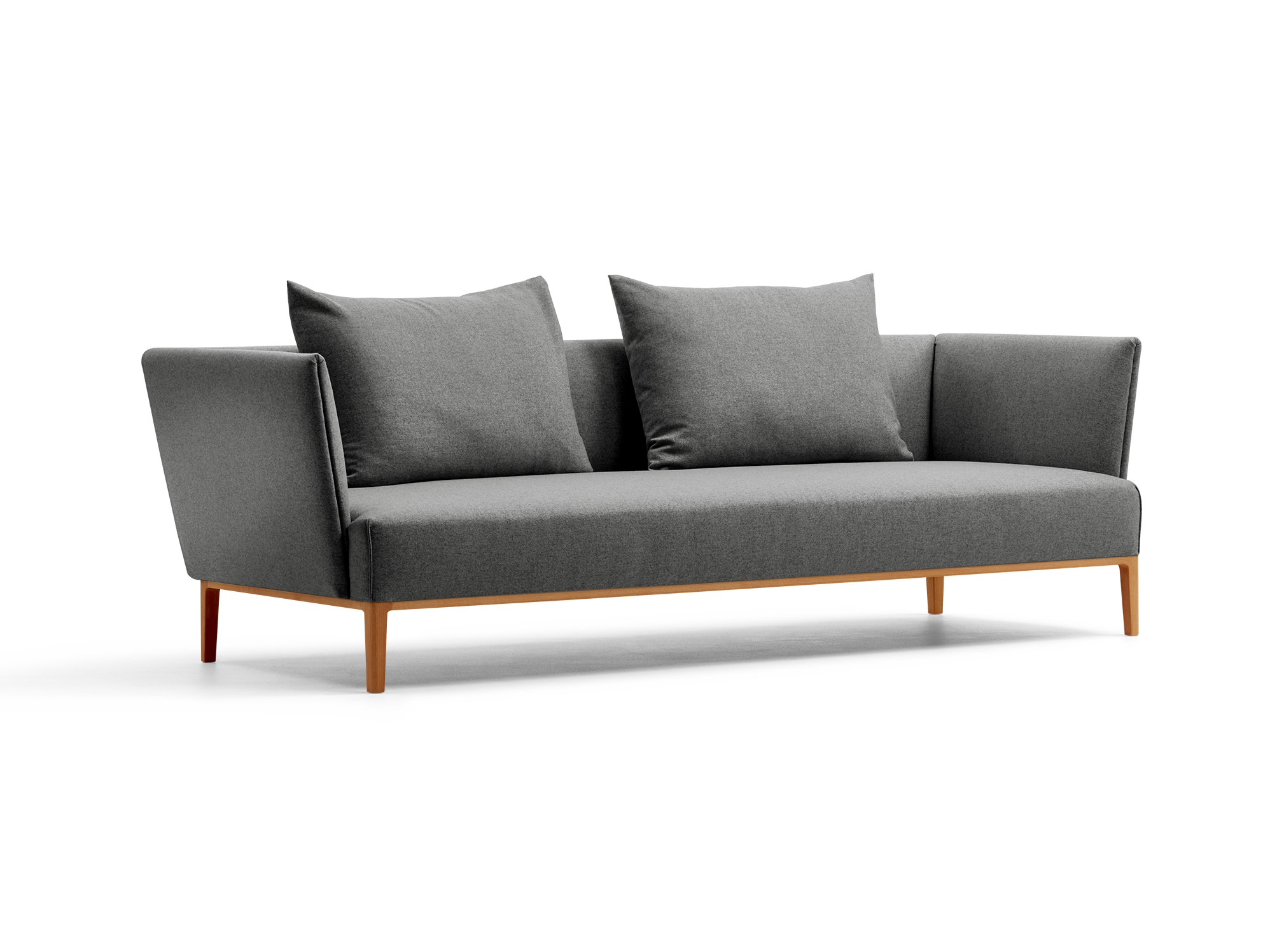 Lorea 3er-Sofa, Buche, mit Bezug Wollstoff Stavang Stein