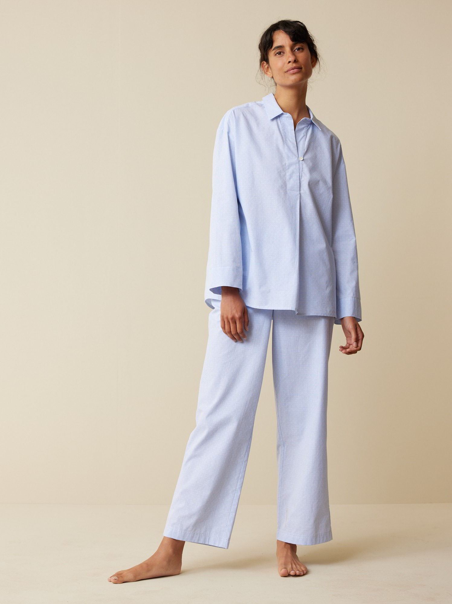 Pyjamahemd, 100 % Bio Baumwolle, silberblau