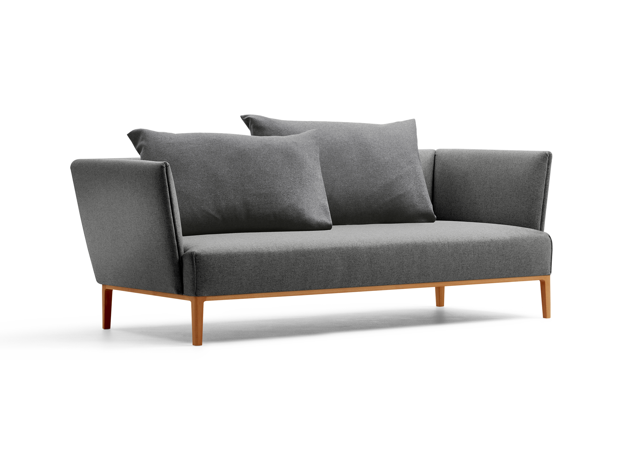 Lorea 2er-Sofa, Buche, mit Bezug Wollstoff Stavang Stein