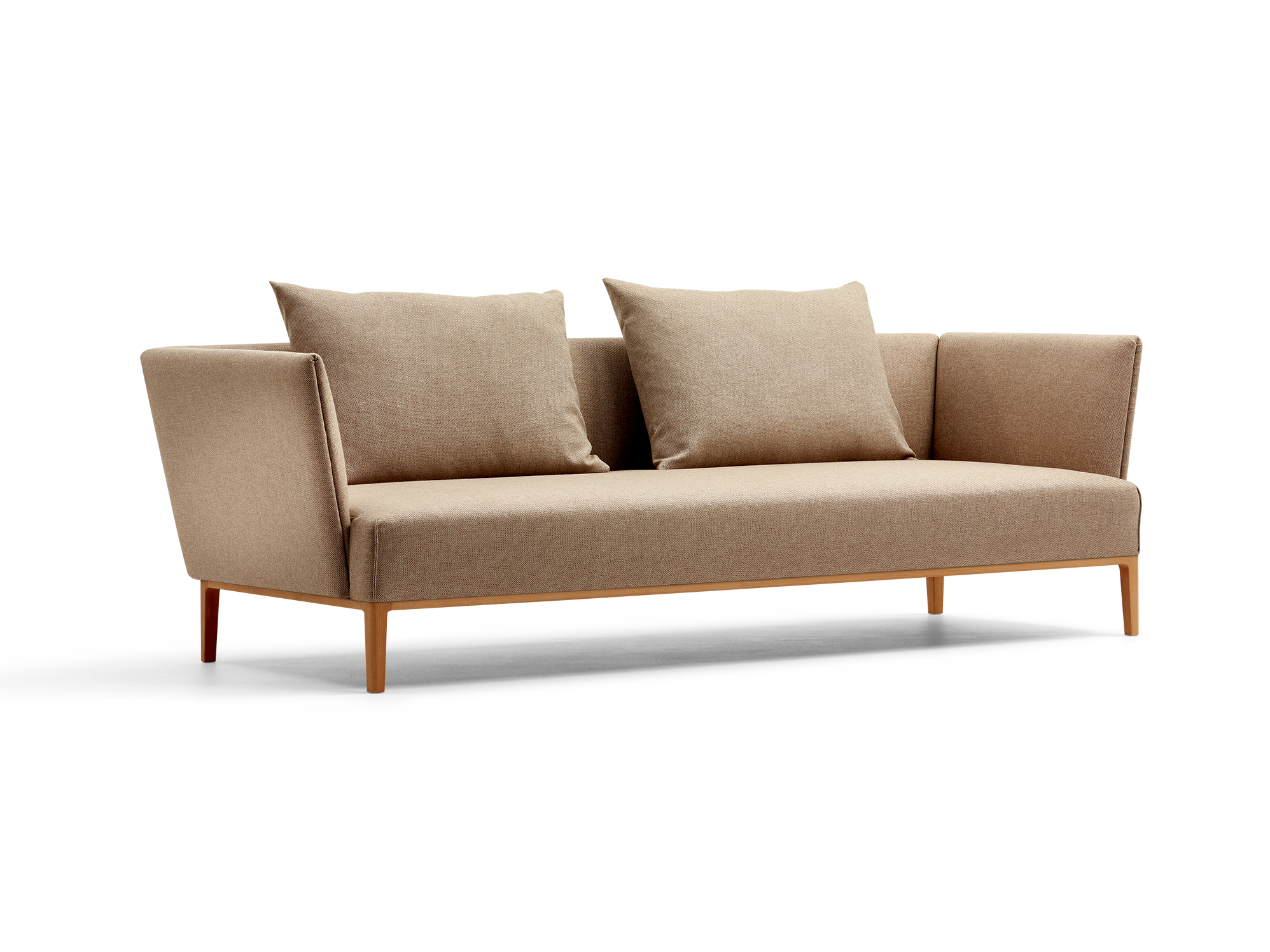 Lorea 3er-Sofa, Buche, mit Bezug Wollstoff Elverum Haselnuss