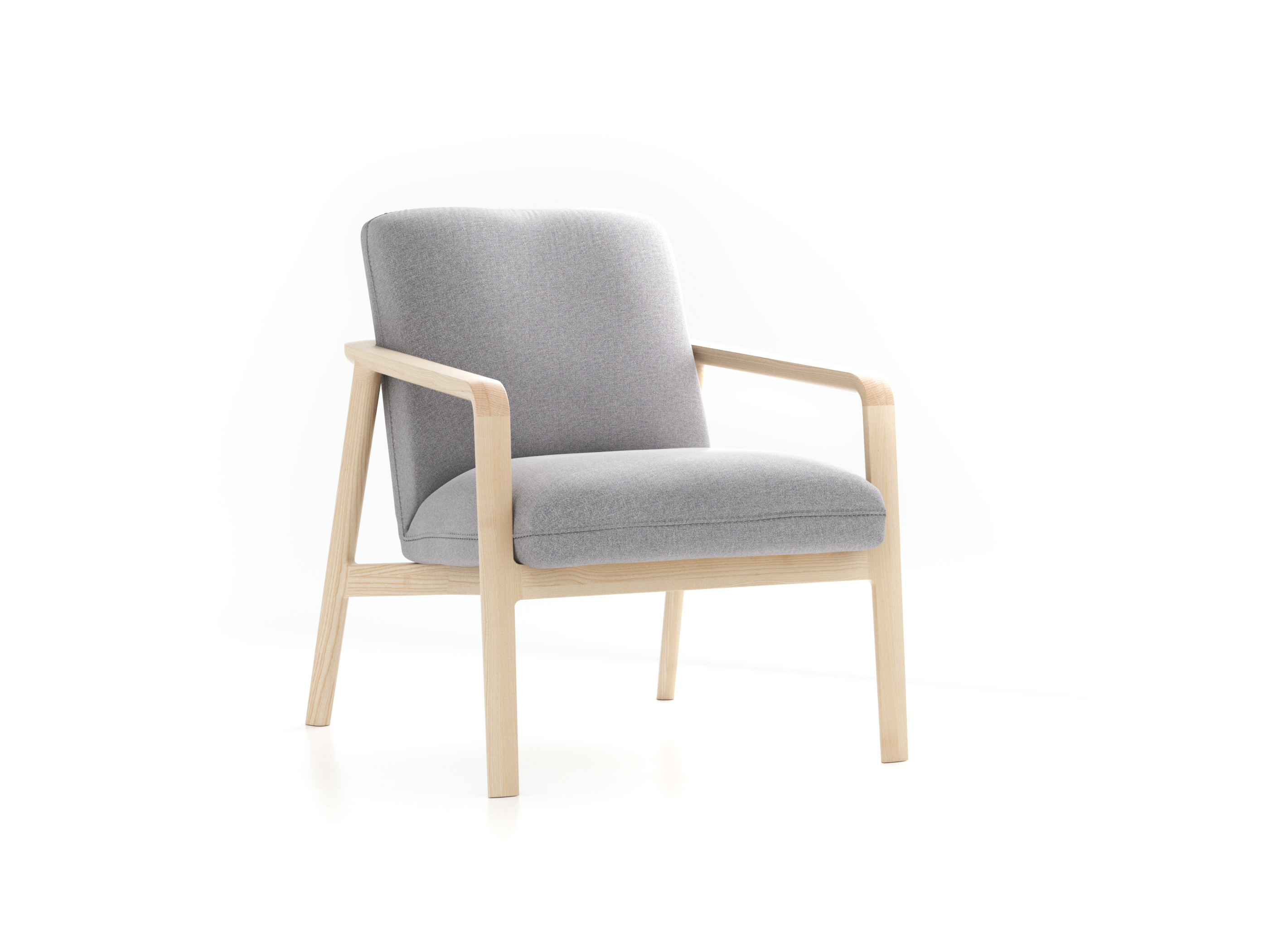 Fauteuil Ketil, Wollstoff Kaland Kiesel (68), Esche