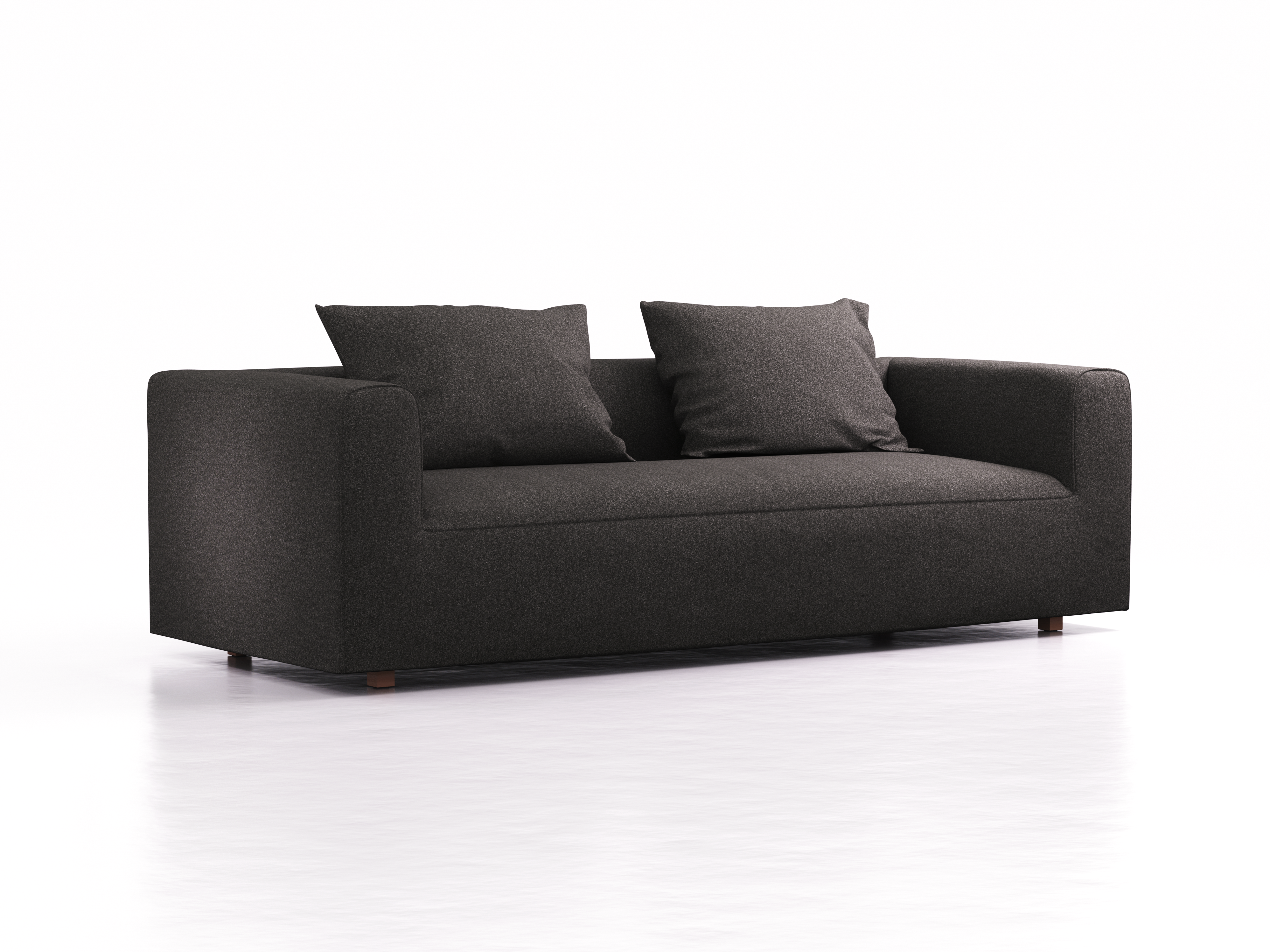 3er Sofa Sereno, bodennah, B235xT96xH71cm, Sitzhöhe 43 cm, inkl. 2 Kissen (70x55 cm), Buche, Wollstoff Stavang Schiefer