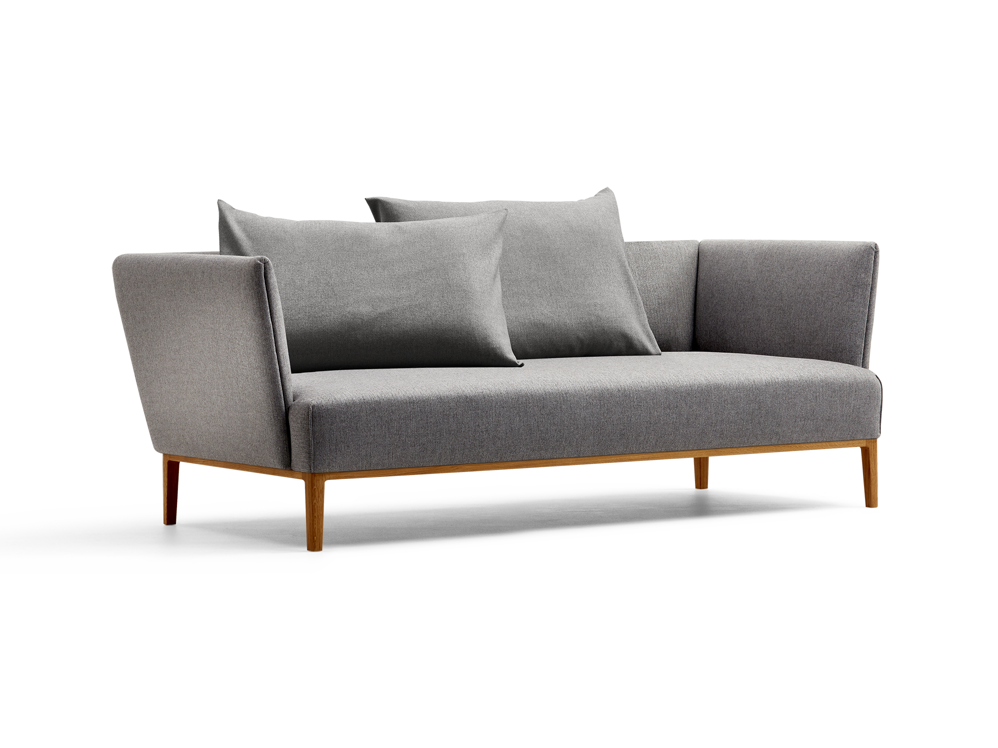 Lorea 2er-Sofa, Eiche, mit Bezug Wollstoff Sletta Kiesel