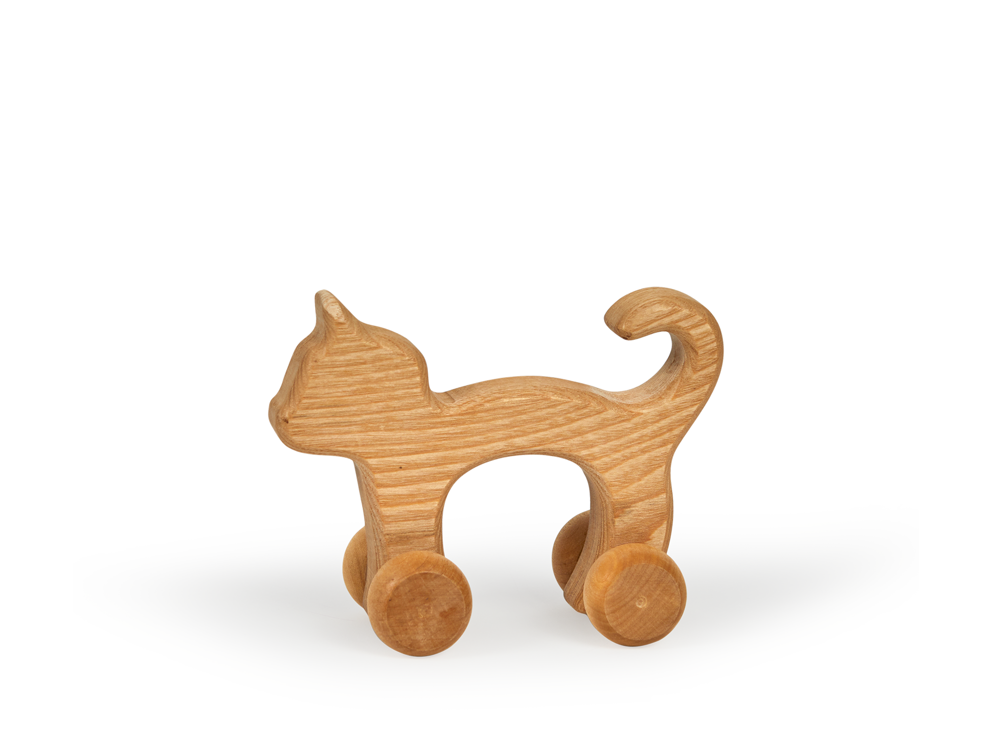 Rolltier Katze aus Eschenholz