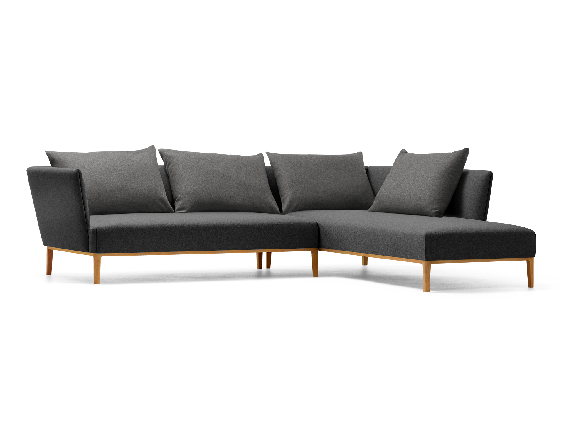 Lorea Ecksofa, Buche, mit Bezug Wollstoff Stavang Schiefer