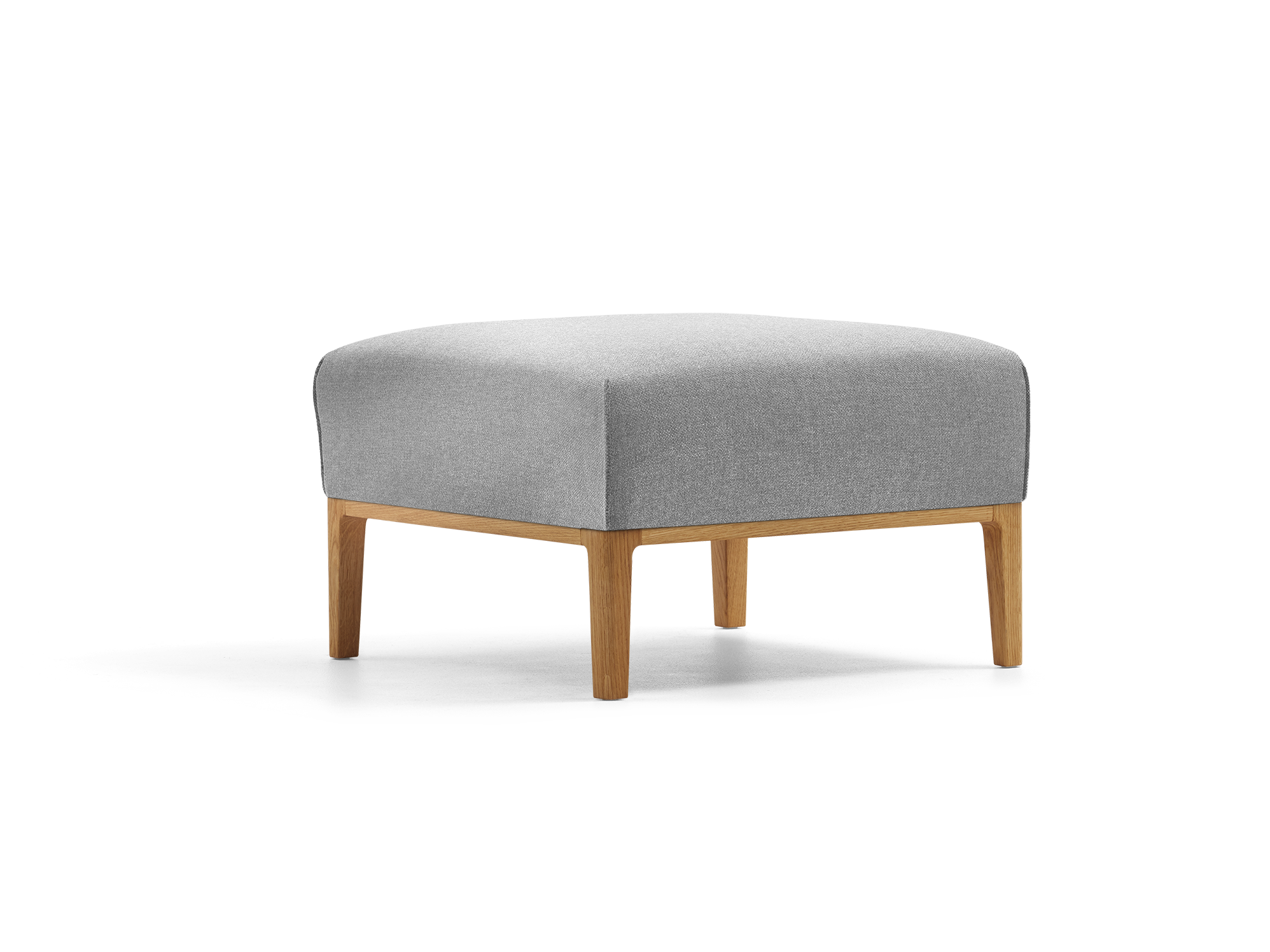 Hocker Lorea, Eiche, mit Bezug Wollstoff Kaland Kiesel
