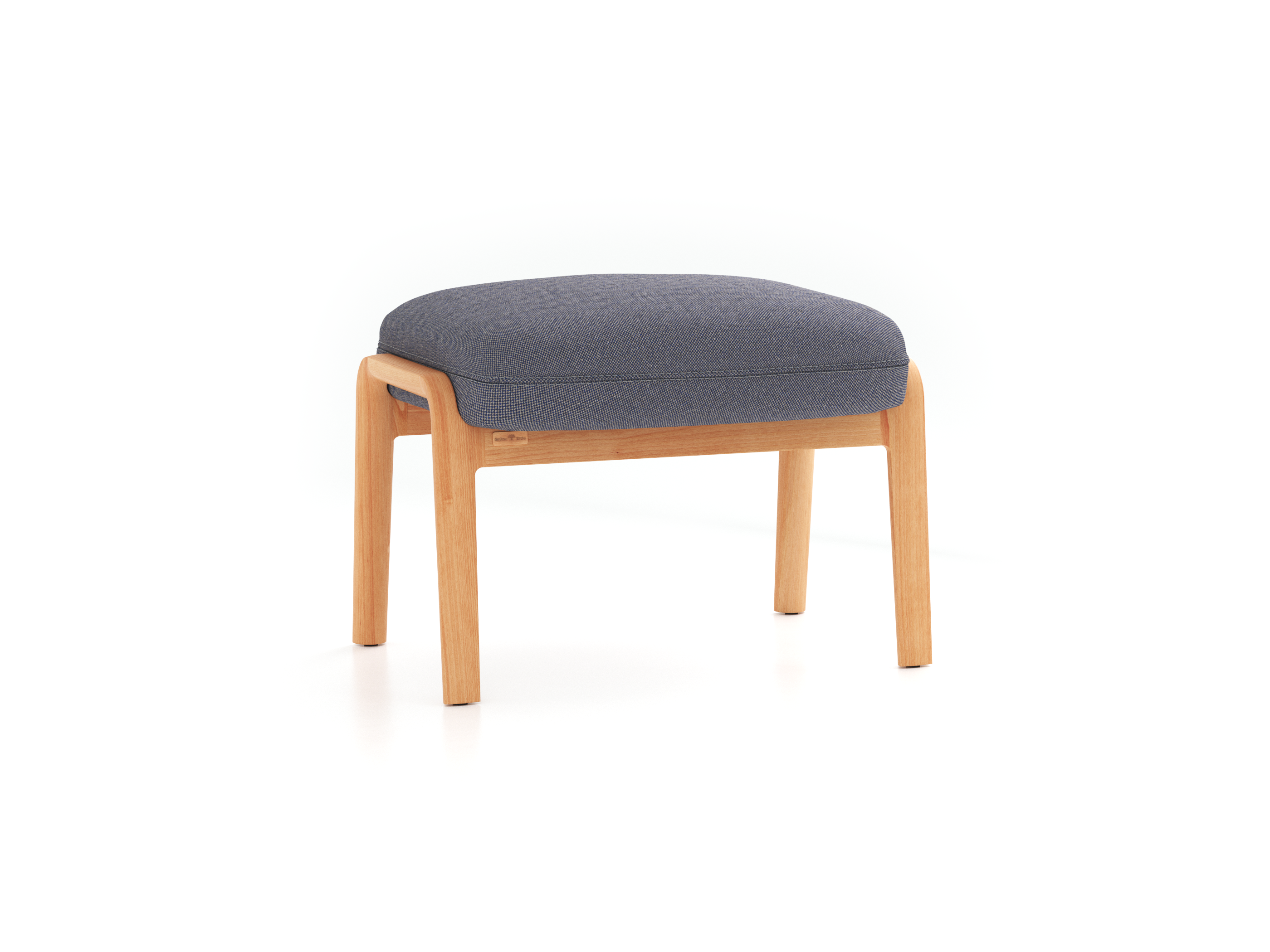 Hocker Ketil, Wollstoff Elverum Torfblau (82), Buche