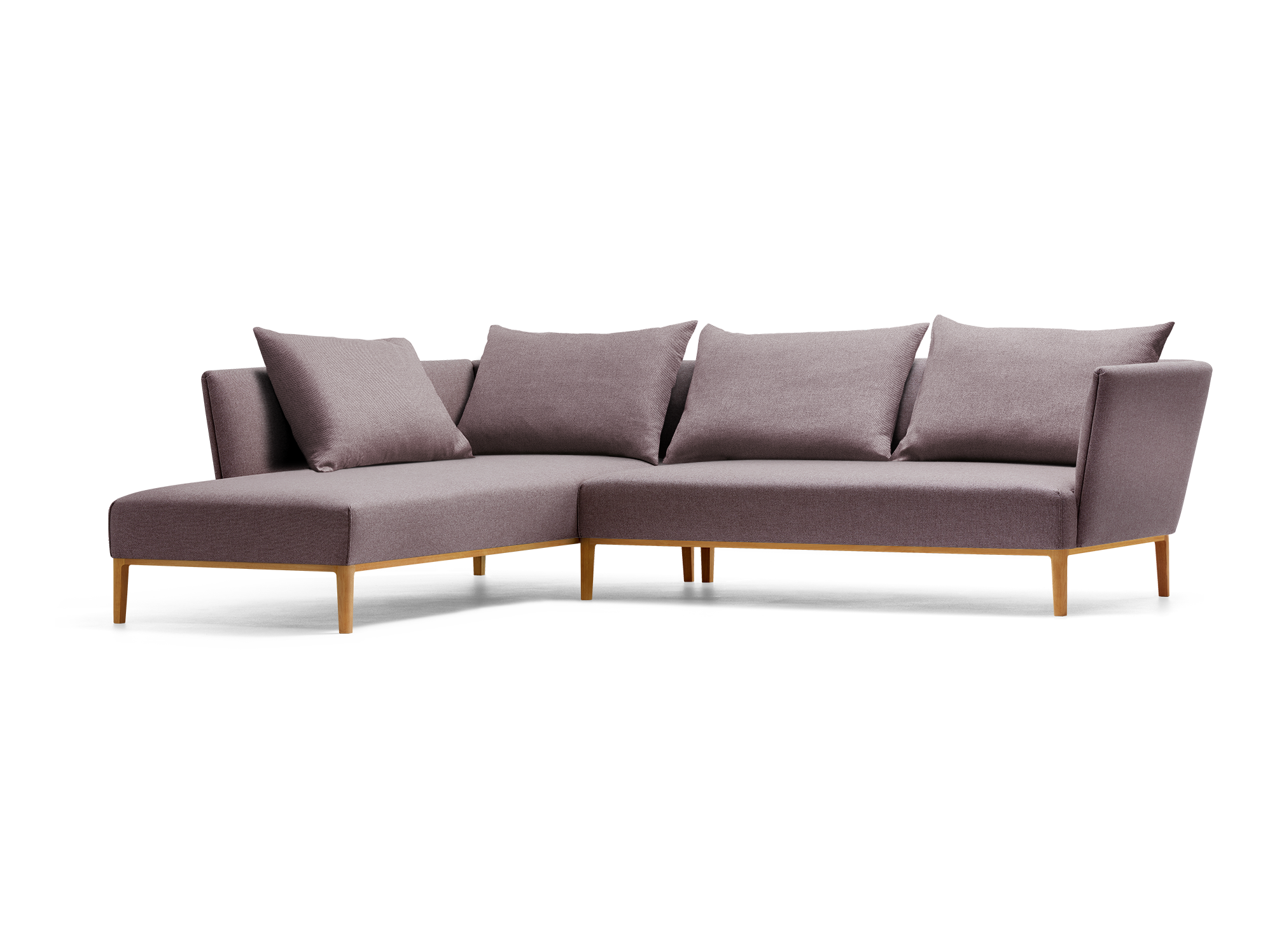 Lorea Ecksofa, Buche, mit Bezug Wollstoff Elverum Pflaume