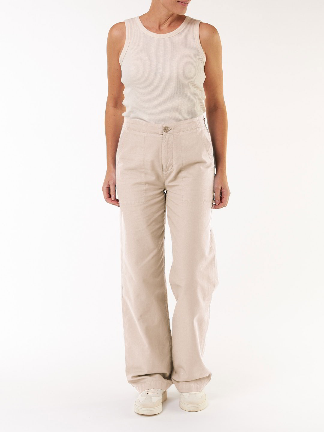 Hose mit weitem Bein aus Bio Baumwolle, 08 kiesel