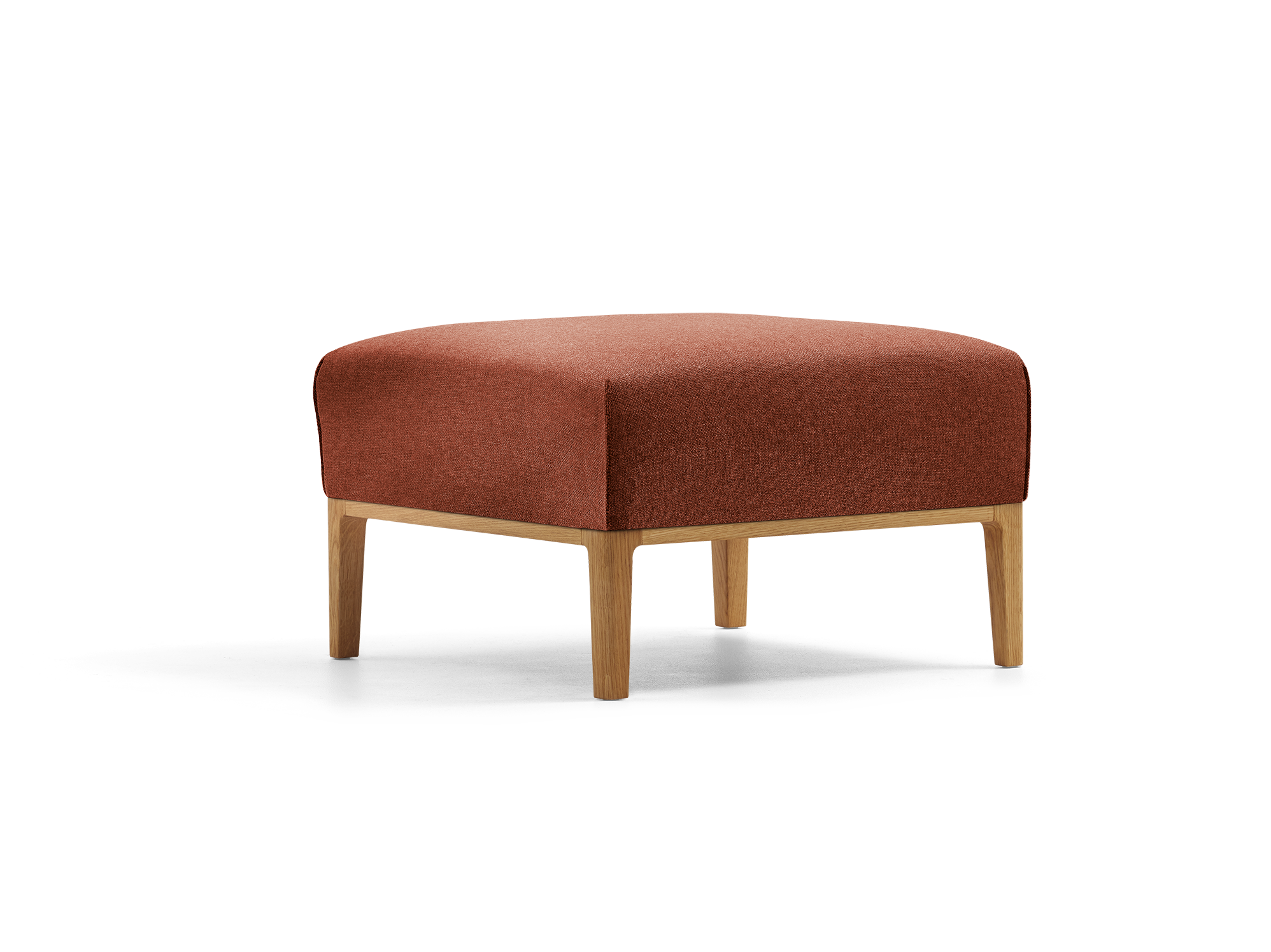 Hocker Lorea, Eiche, mit Bezug Wollstoff Kaland Ziegel