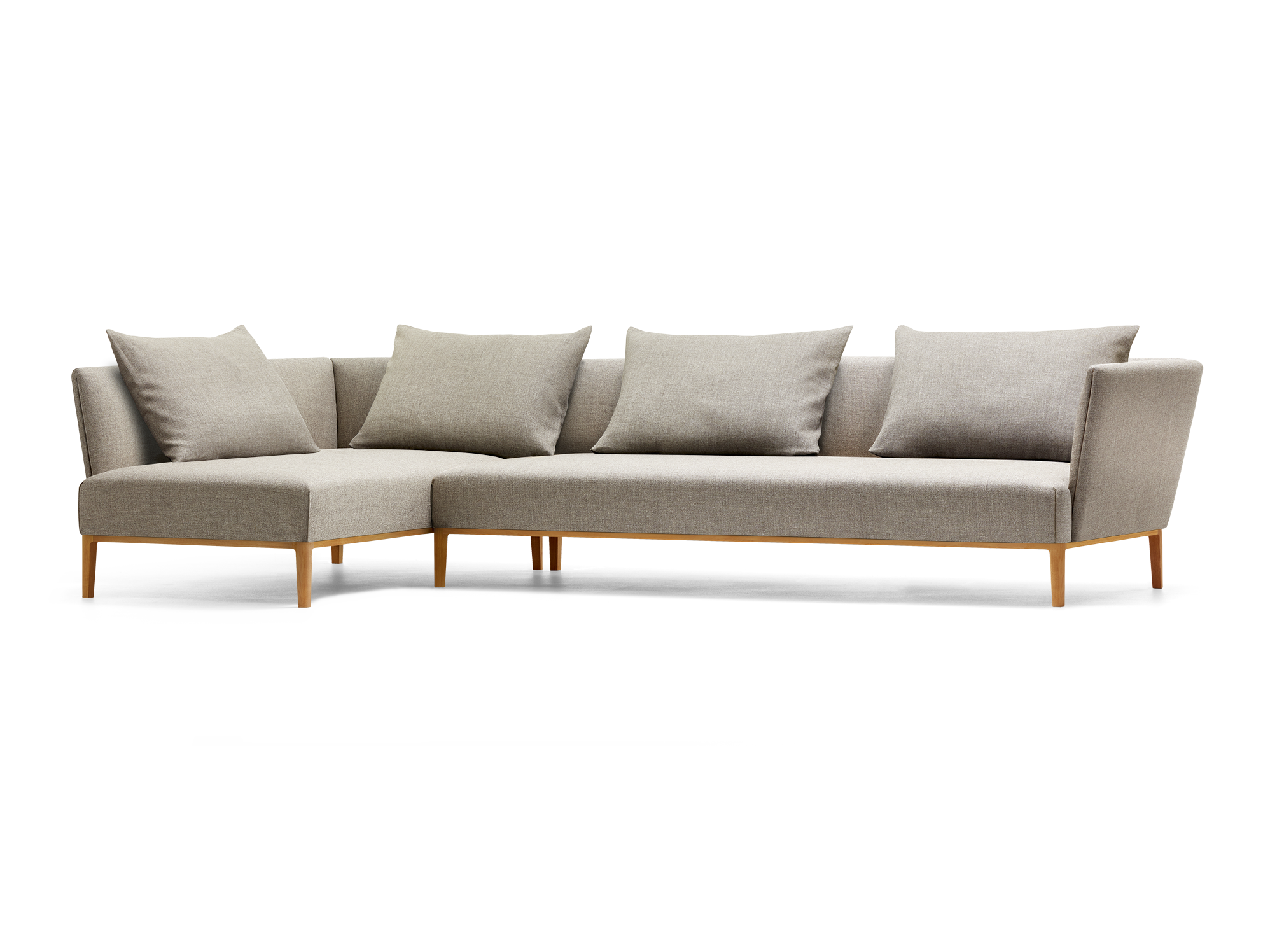 Lorea Ecksofa, Buche, mit Bezug Woll/Hanfstoff Tanaro