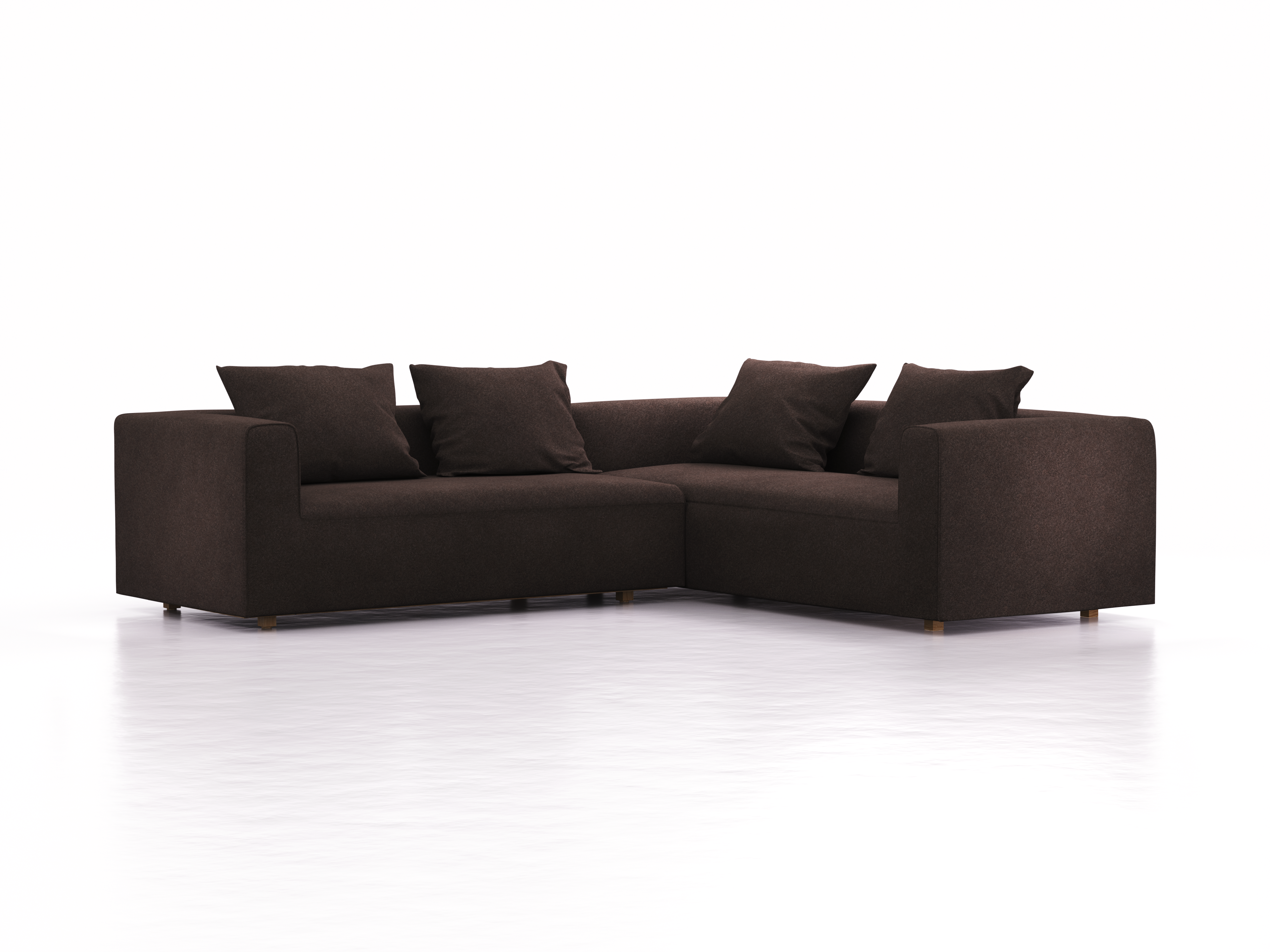 Ecksofa Sereno rechts, bodennah, B276xT235xH71 cm, Sitzhöhe 43 cm, inkl. 4 Kissen (70x55 cm), Eiche, Wollstoff Stavang Torf