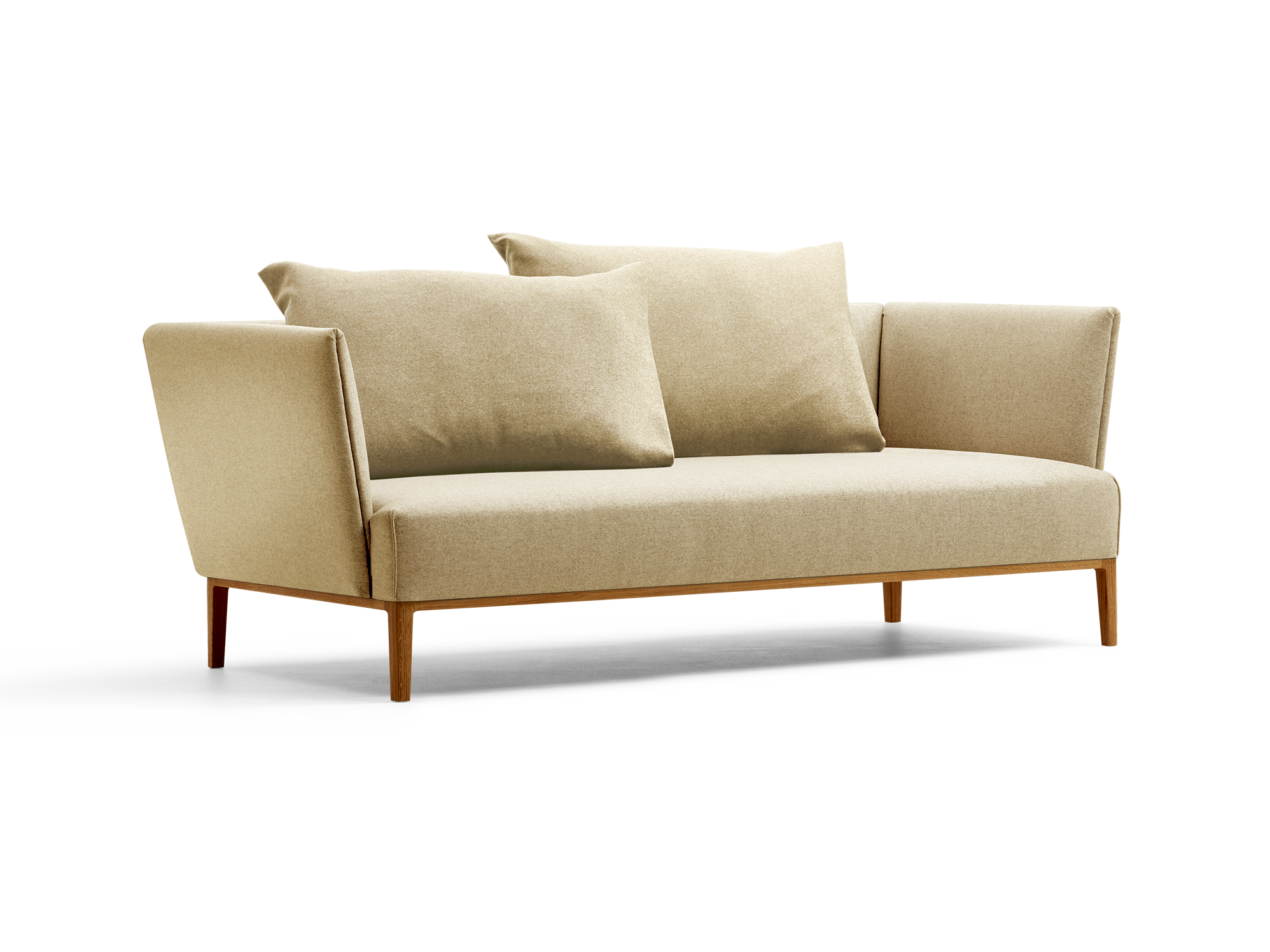 Lorea 2er-Sofa, Eiche, mit Bezug Wollstoff Stavang Sand