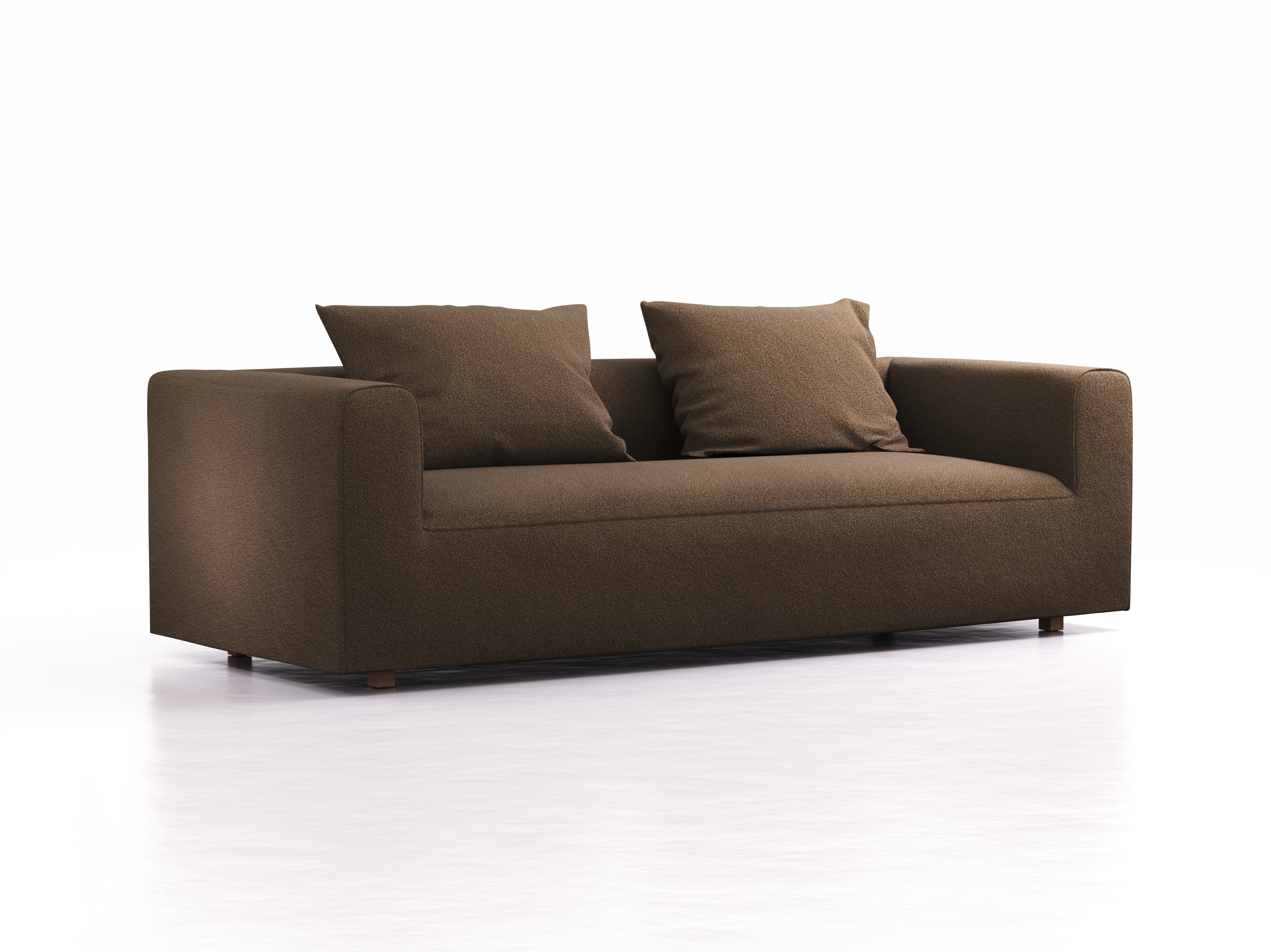 3er Sofa Sereno, bodennah, B235xT96xH71cm, Sitzhöhe 43 cm, inkl. 2 Kissen (70x55 cm), Buche, Wollstoff Kaland Torf