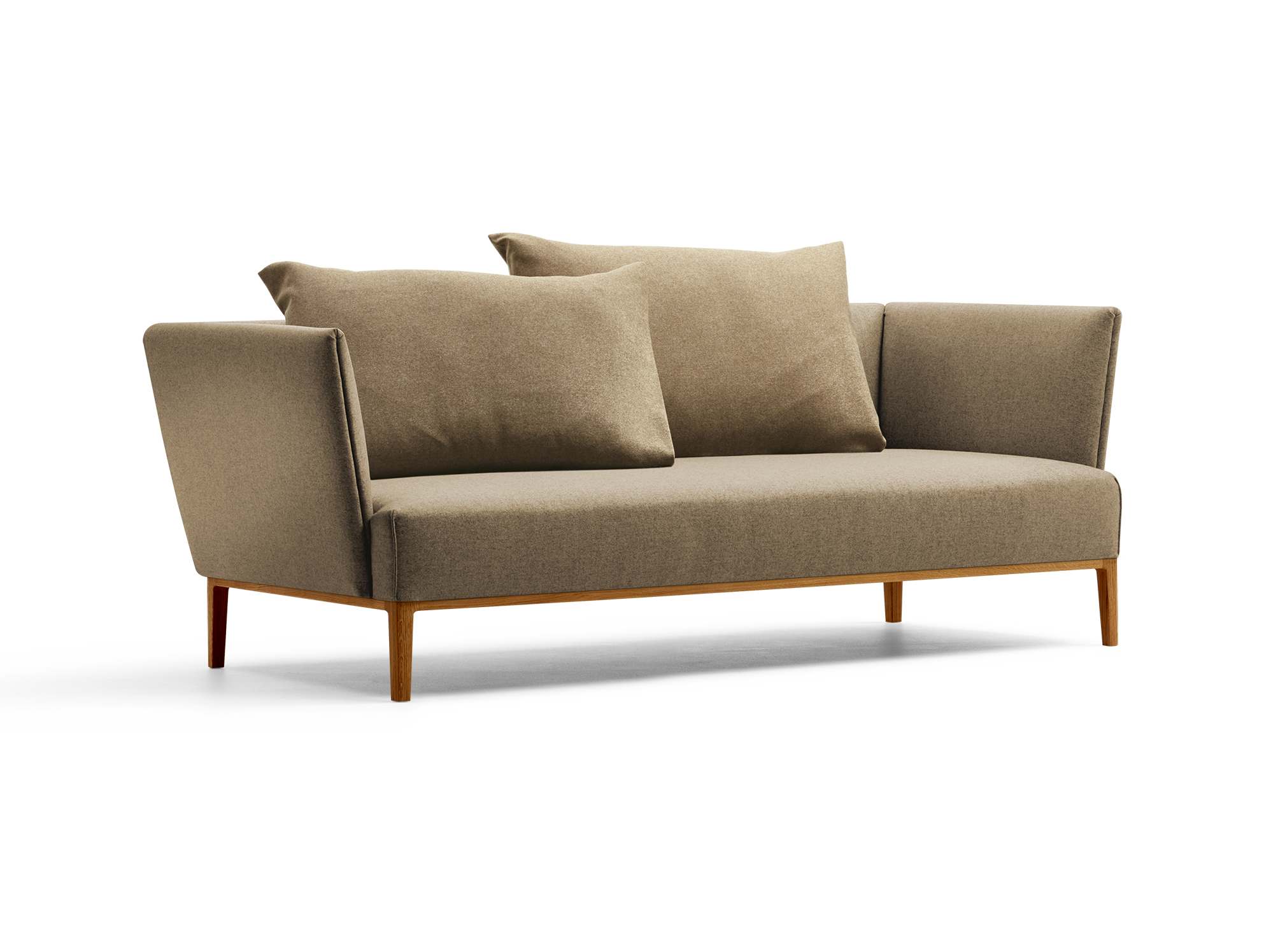 Lorea 2er-Sofa, Eiche, mit Bezug Wollstoff Stavang Haselnuss