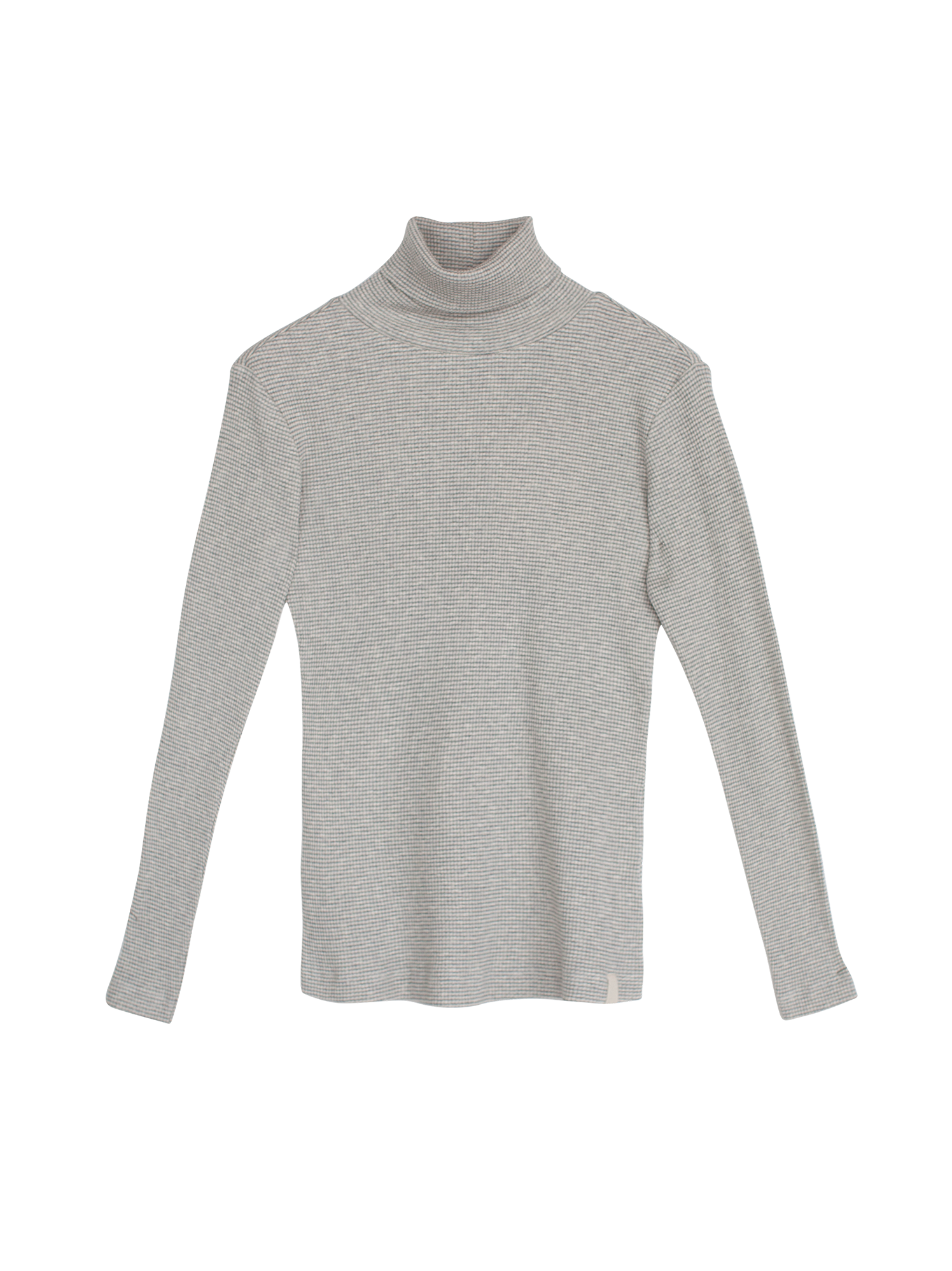 Rollkragenshirt, ringel-rippe natur/grau