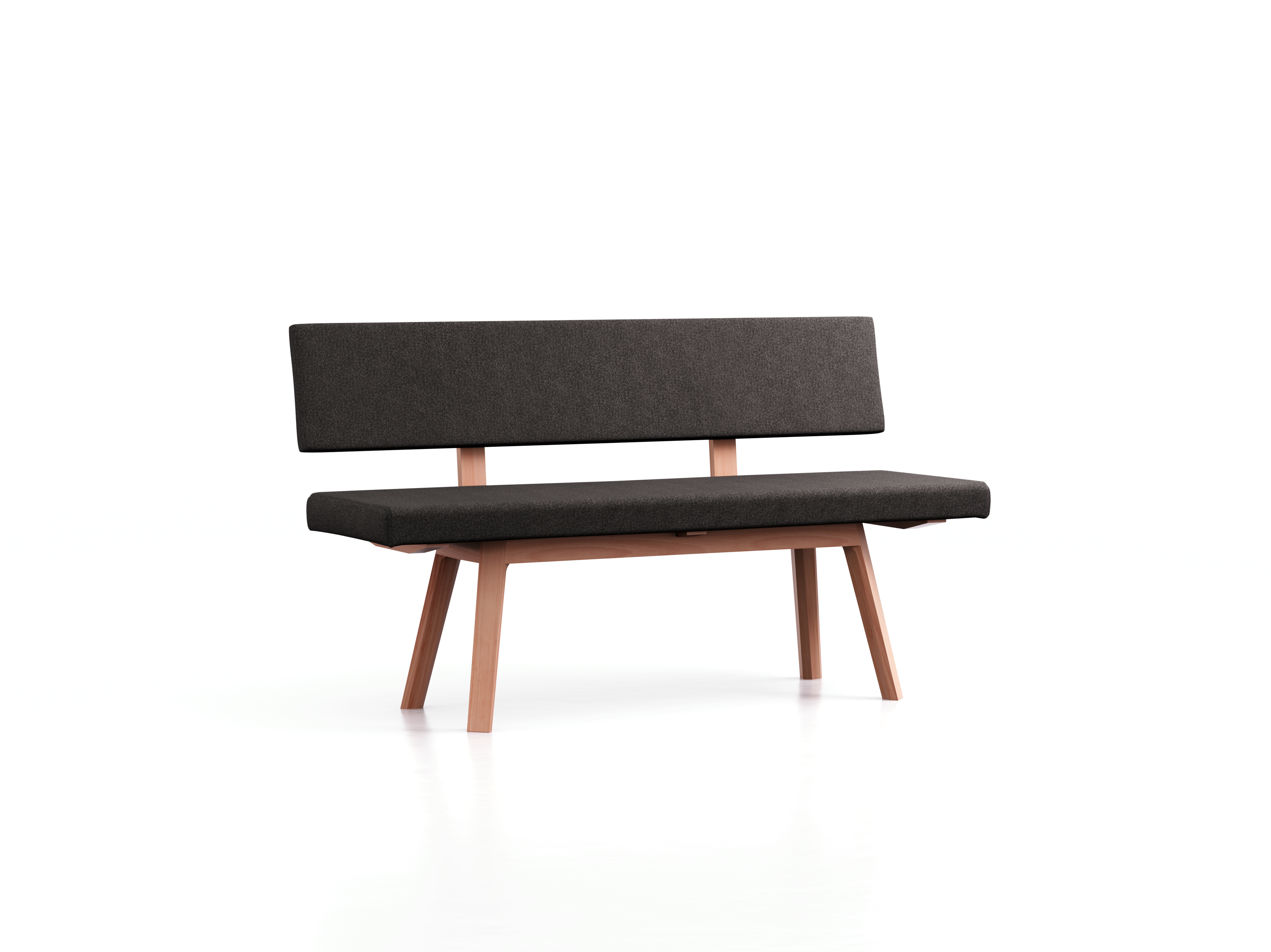 Polsterbank Mirato mit Rückenlehne, Buche, Bezug Wollstoff Stavang Schiefer, L 150 x T 56,5 x H 86 cm