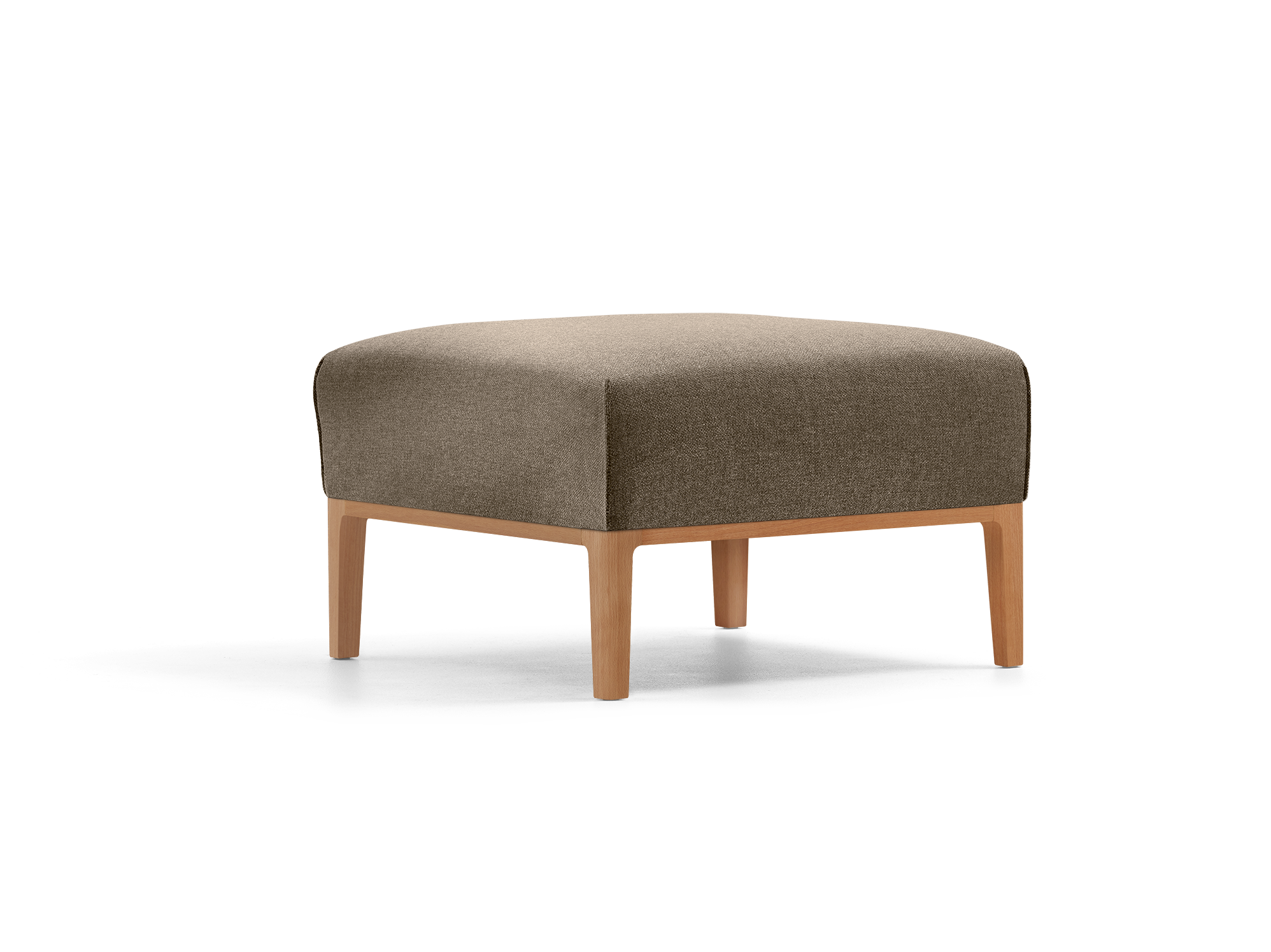 Hocker Lorea, Buche, mit Bezug Wollstoff Kaland Torf