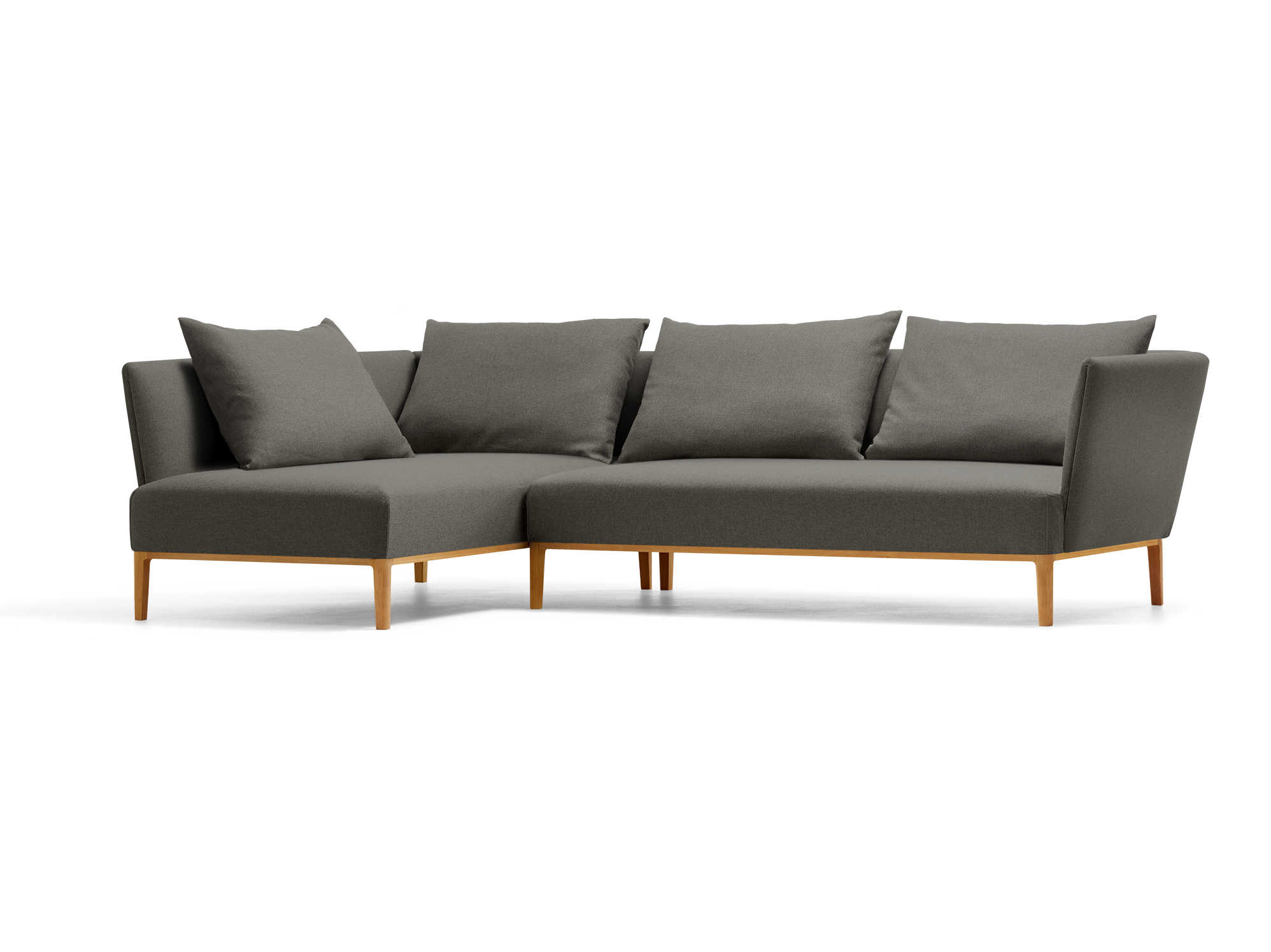 Lorea Ecksofa, Buche, mit Bezug Wollstoff Kaland Mocca