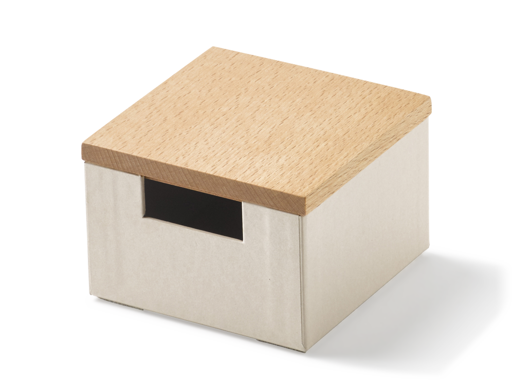 Scribble Kartonbox mit Holzdeckel Buche