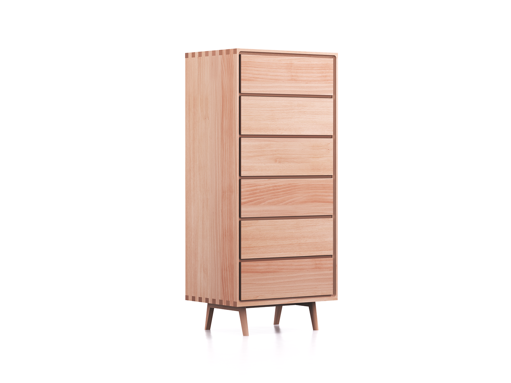 Highboard Tesoro mit 6 Laden B 62 x T 45 x H 139 cm, Buche