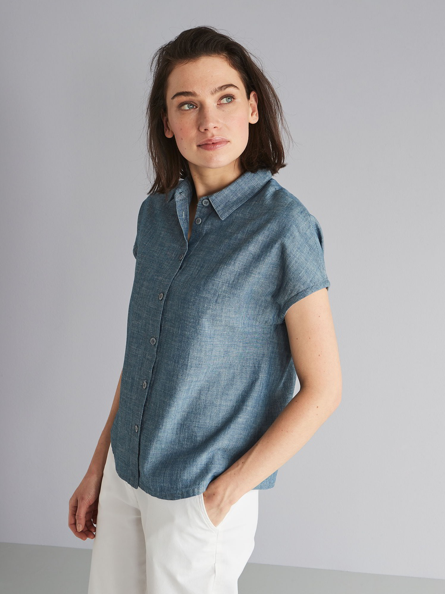 Bluse-chambray, denim chambray