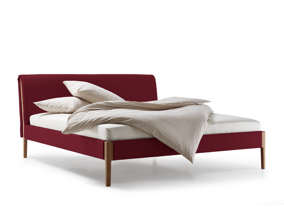 Polsterbett Lorea, Eiche, mit Bezug Wollstoff Tartini Klatschmohn Polsterbett Lorea, Eiche, mit Bezug Wollstoff Tartini Klatschmohn