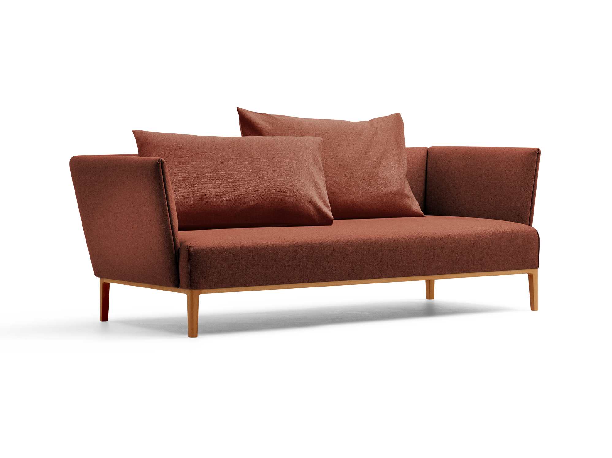 Lorea 2er-Sofa, Buche, mit Bezug Wollstoff Kaland Ziegel